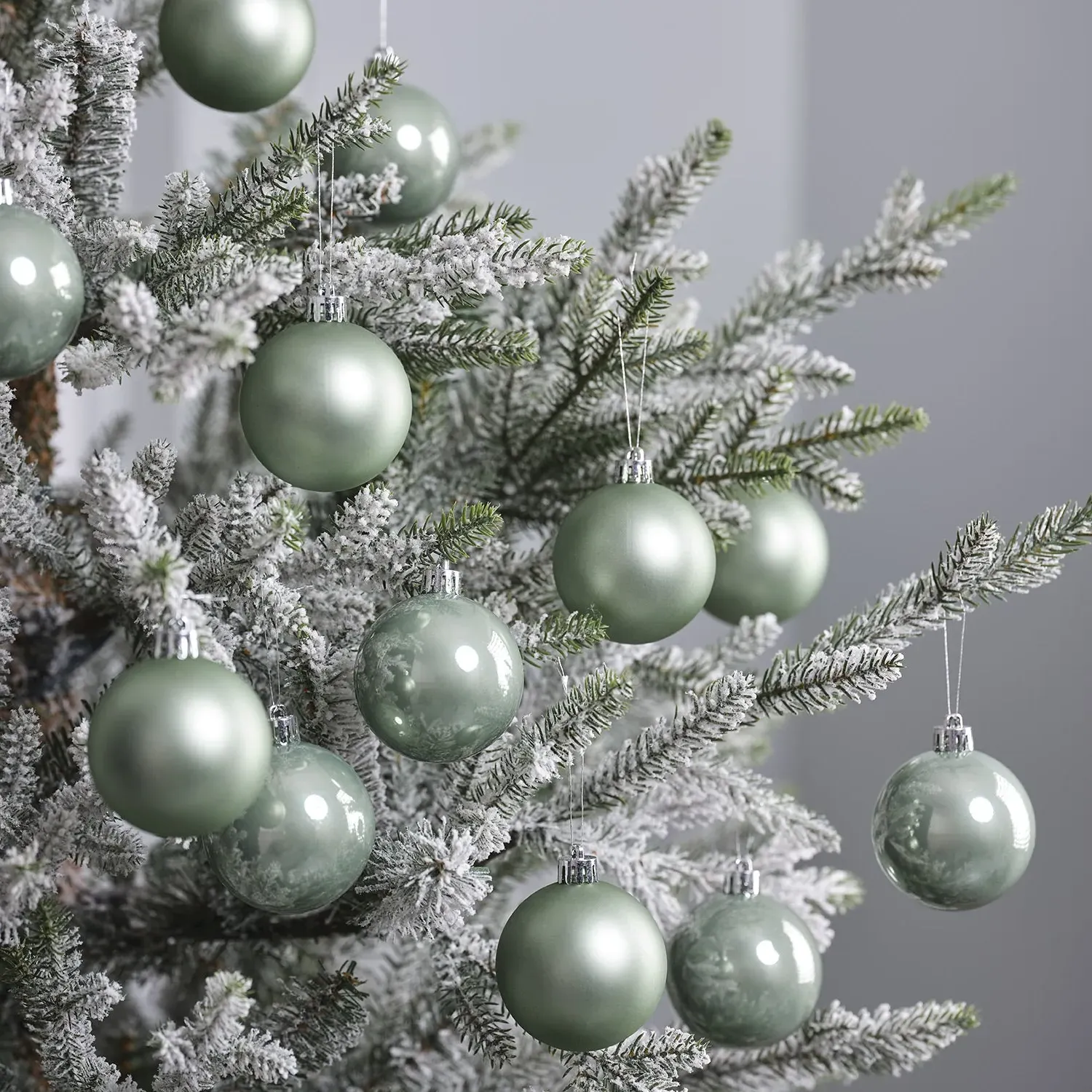 12-Piece Christmas Baubles Set - Sage Green