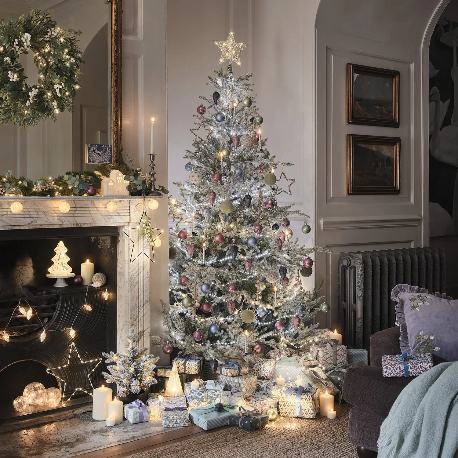 12-Piece Christmas Baubles Set - Sky Blue