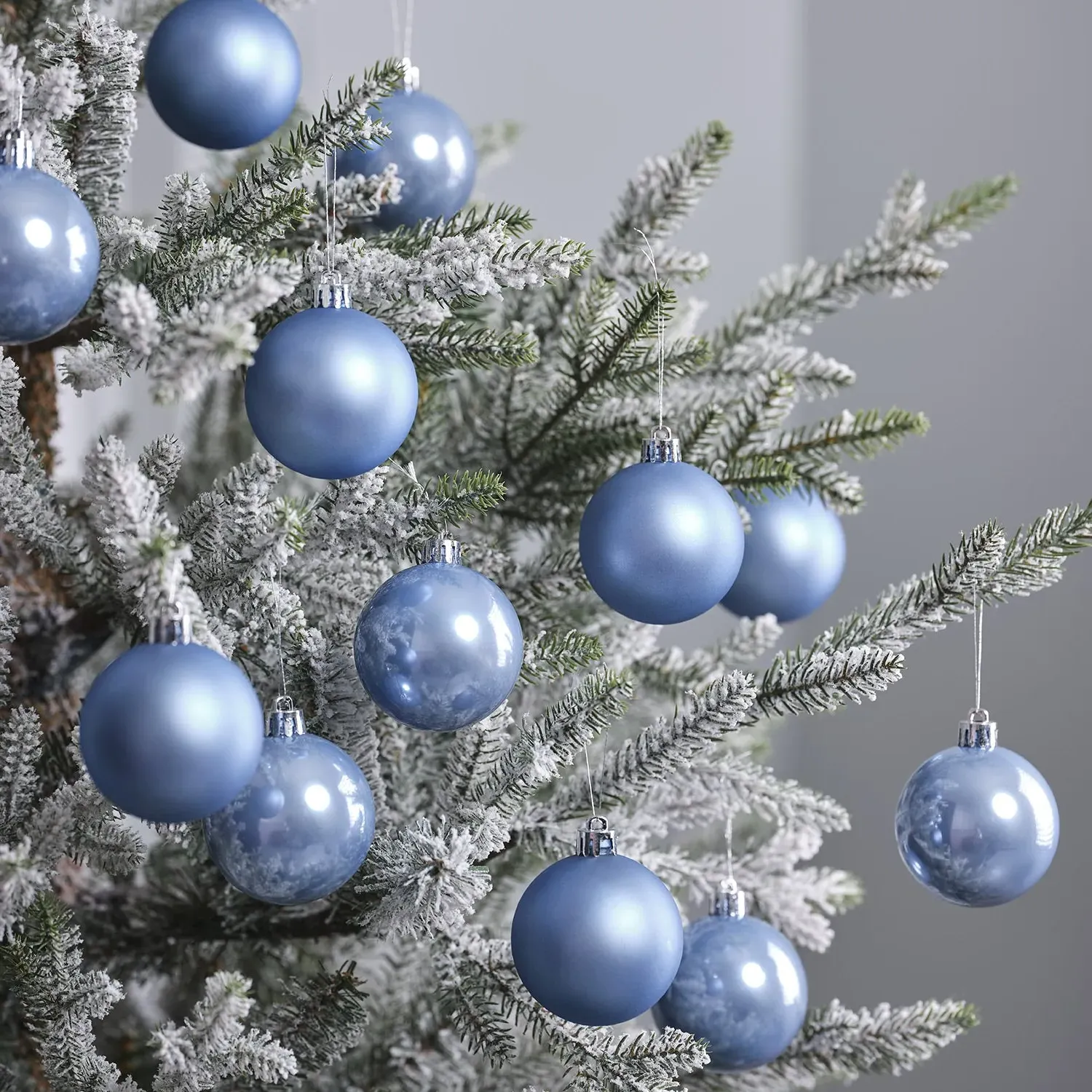 12-Piece Christmas Baubles Set - Sky Blue