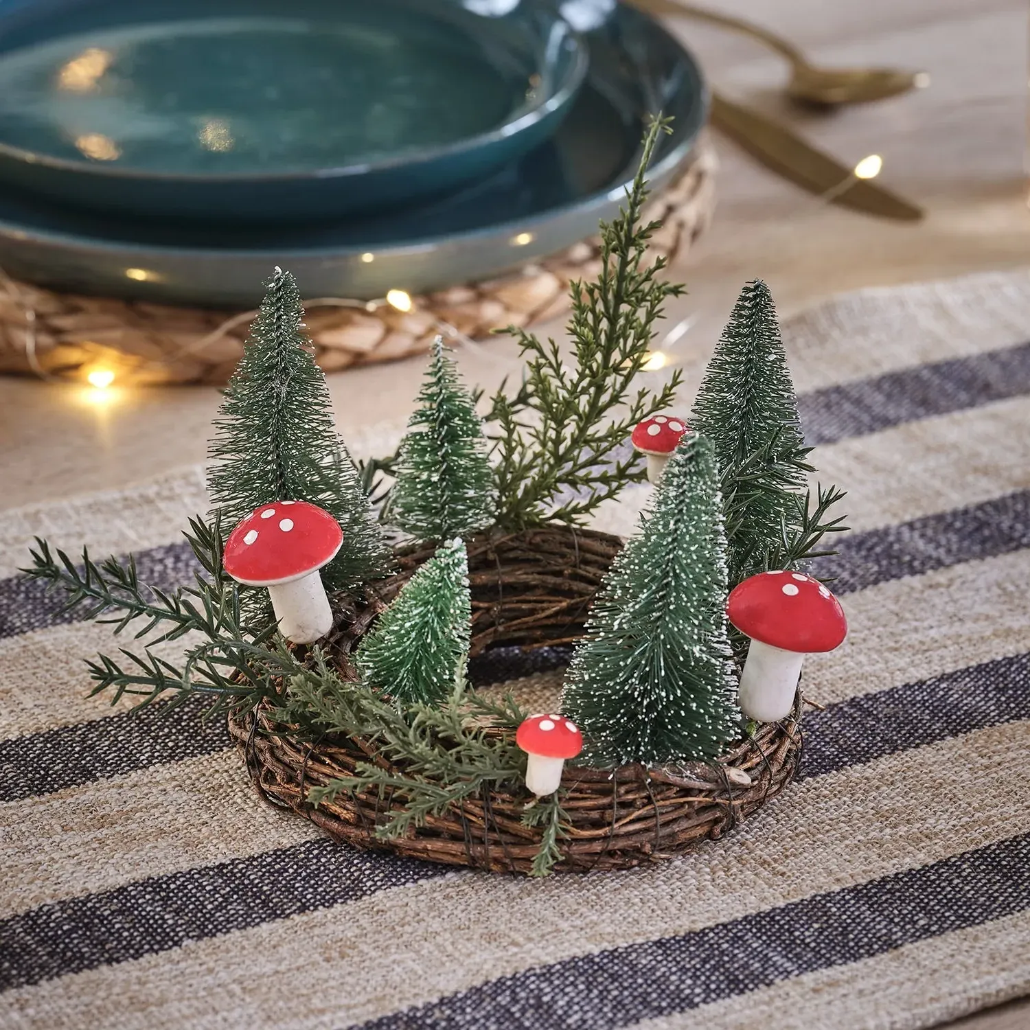 14cm Mushroom Candle Holder - Natural, Rattan image