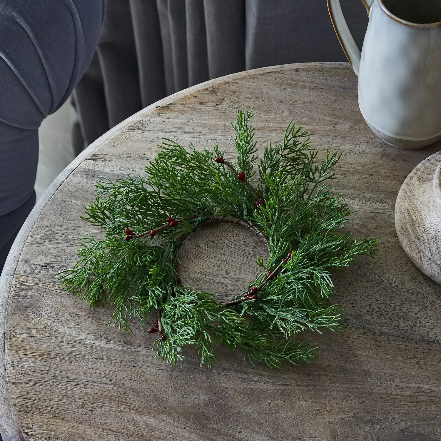 15cm Berry Wreath Candle Ring - Red, Faux Foliage image