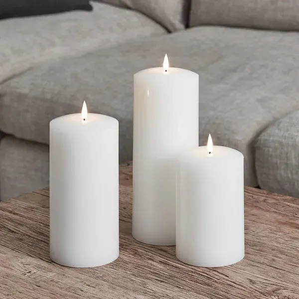 15cm Chapel Pillar Candle LED - White, Wax
