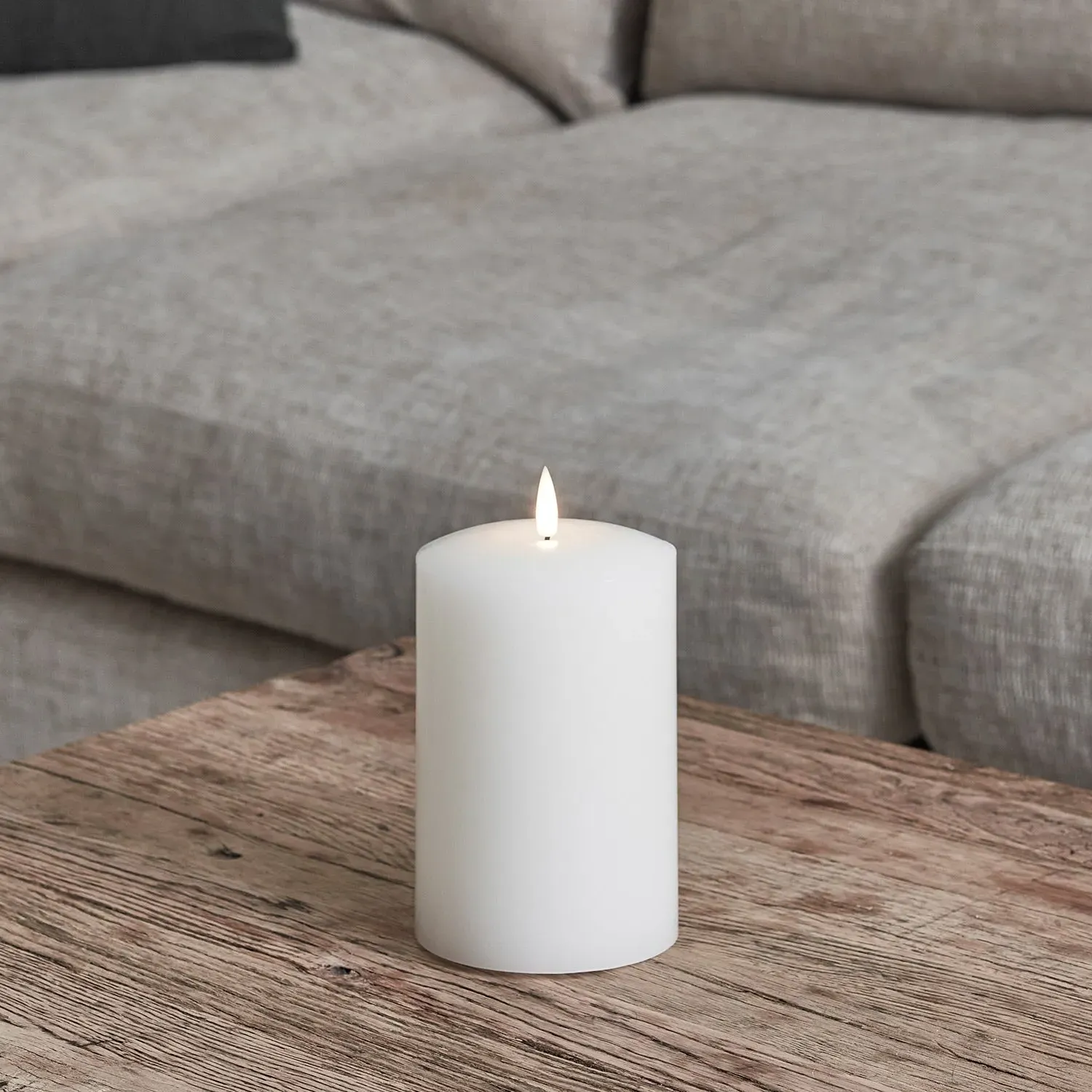 15cm Chapel Pillar Candle LED - White, Wax