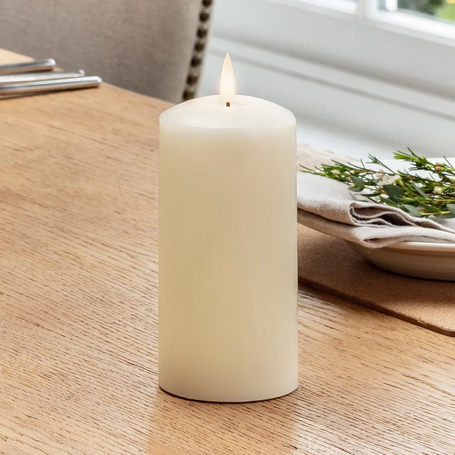15cm LED Pillar Candle with Remote - Ivory, Wax