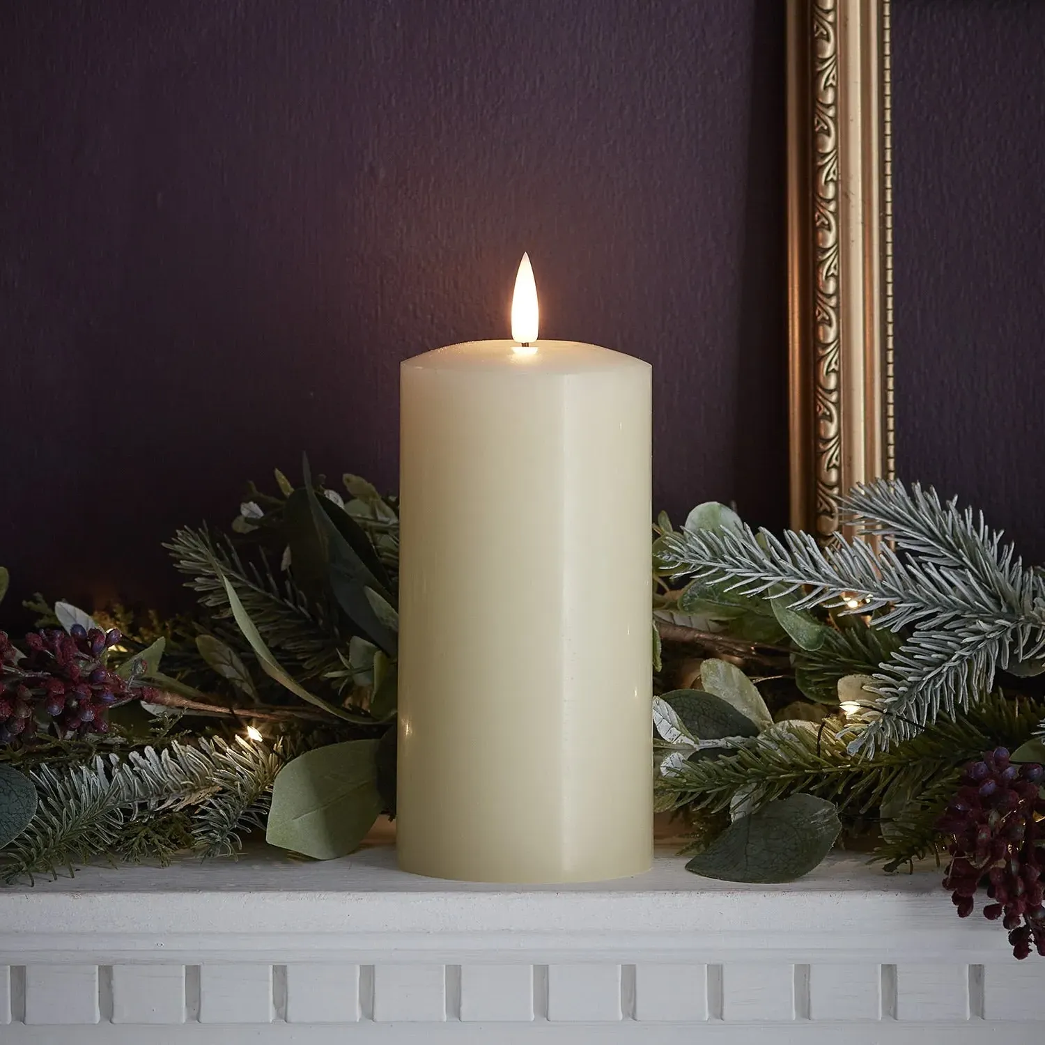 15cm LED Pillar Candle with Remote - Ivory, Wax image