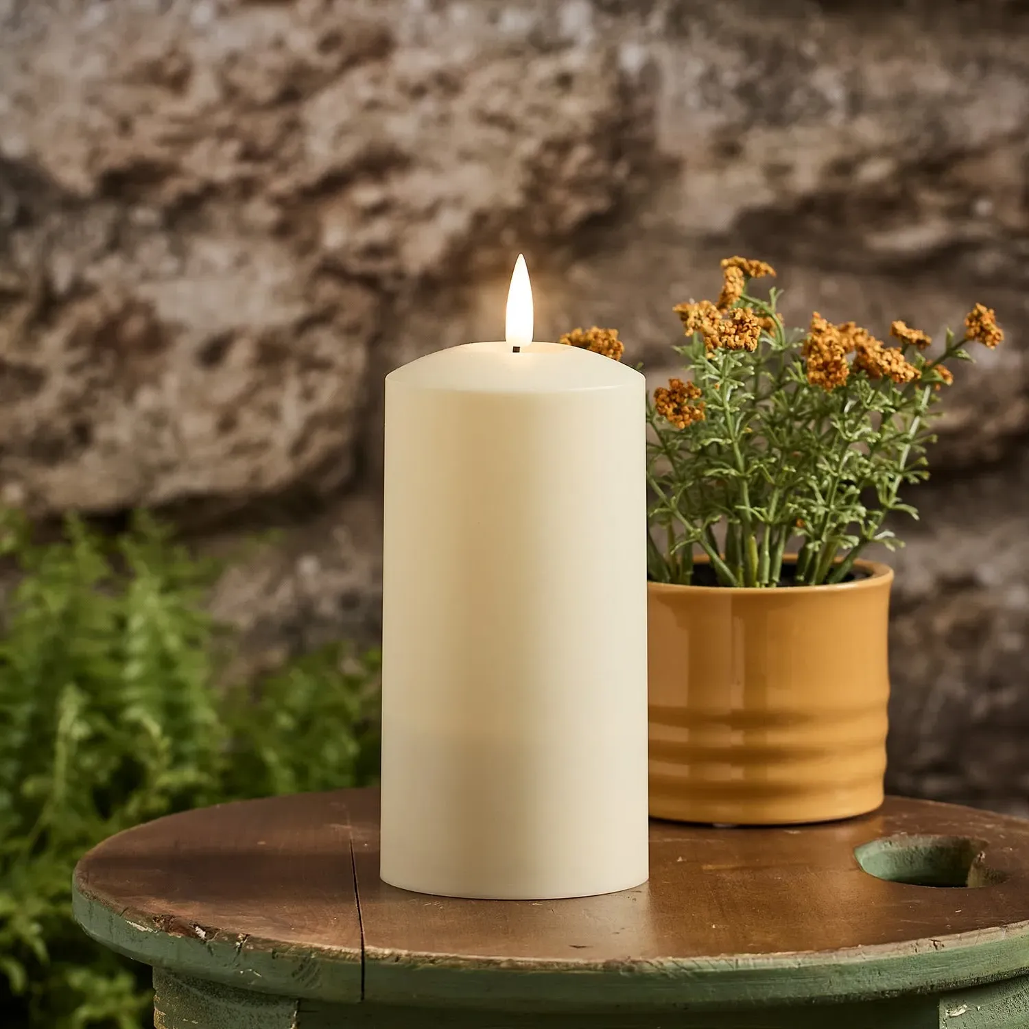 15cm Solar LED Candle - Ivory, Plastic