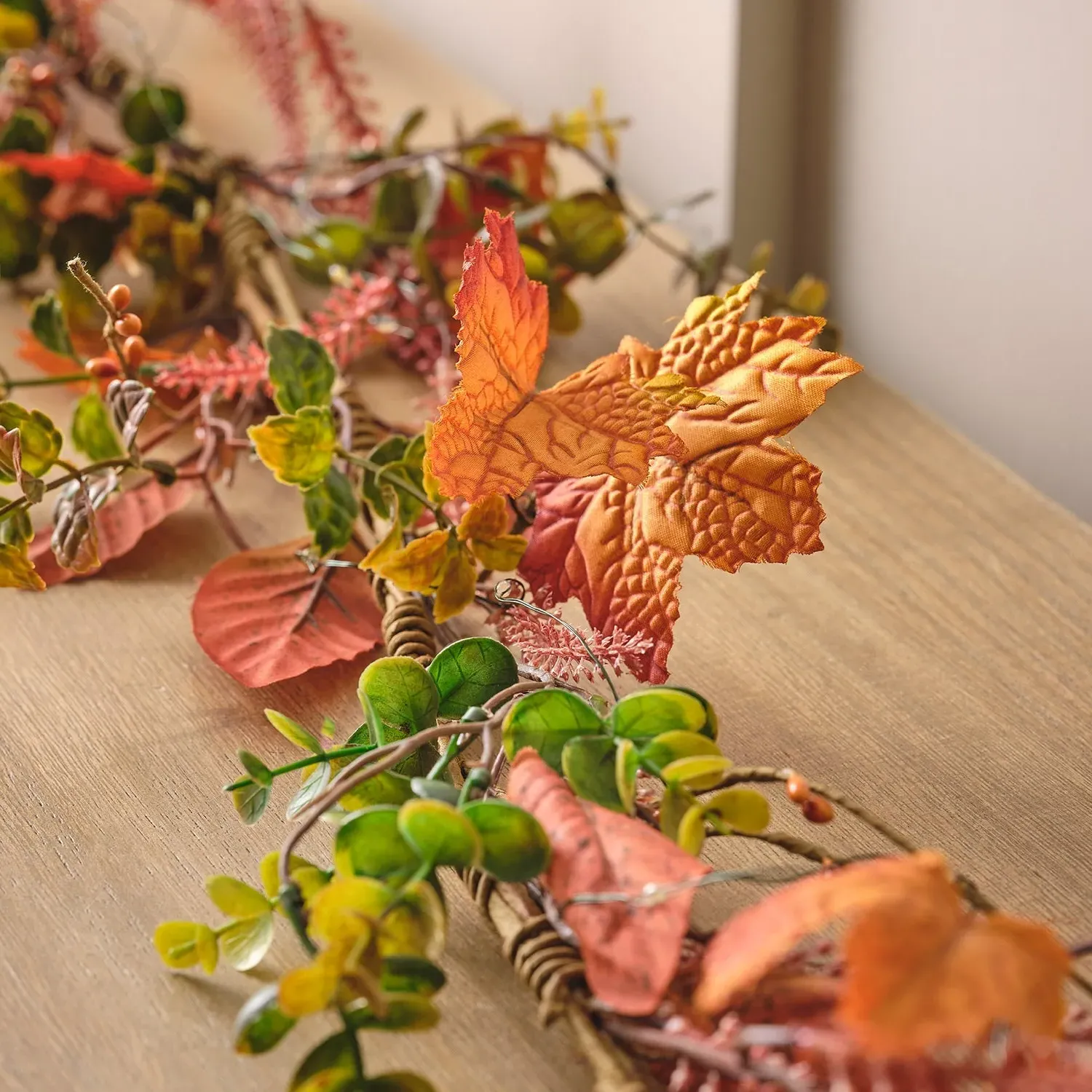 1.5m Autumn Garland - Orange, Faux Foliage