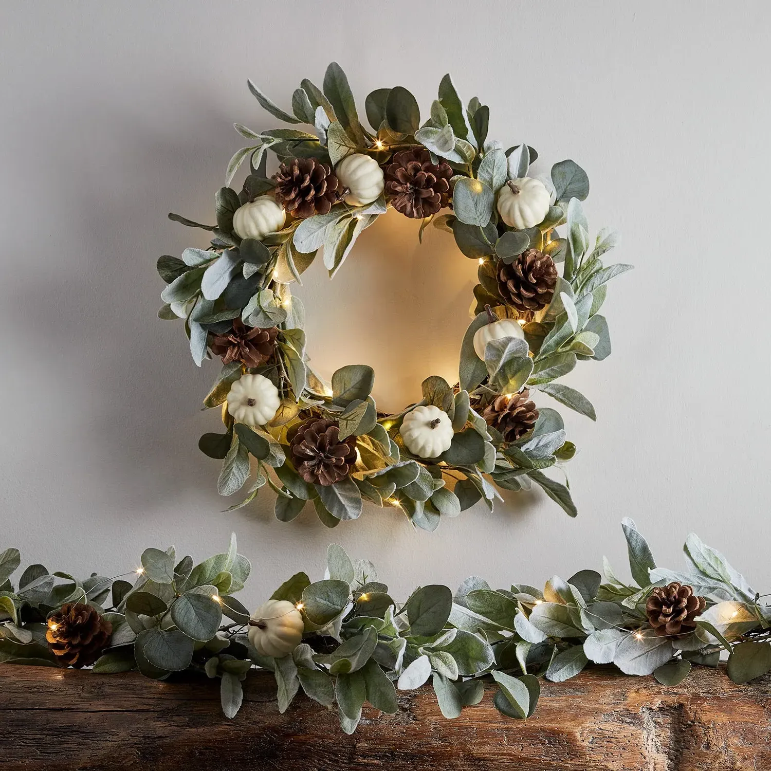 1.5m Autumn Garland with Lights - Mixed Colors