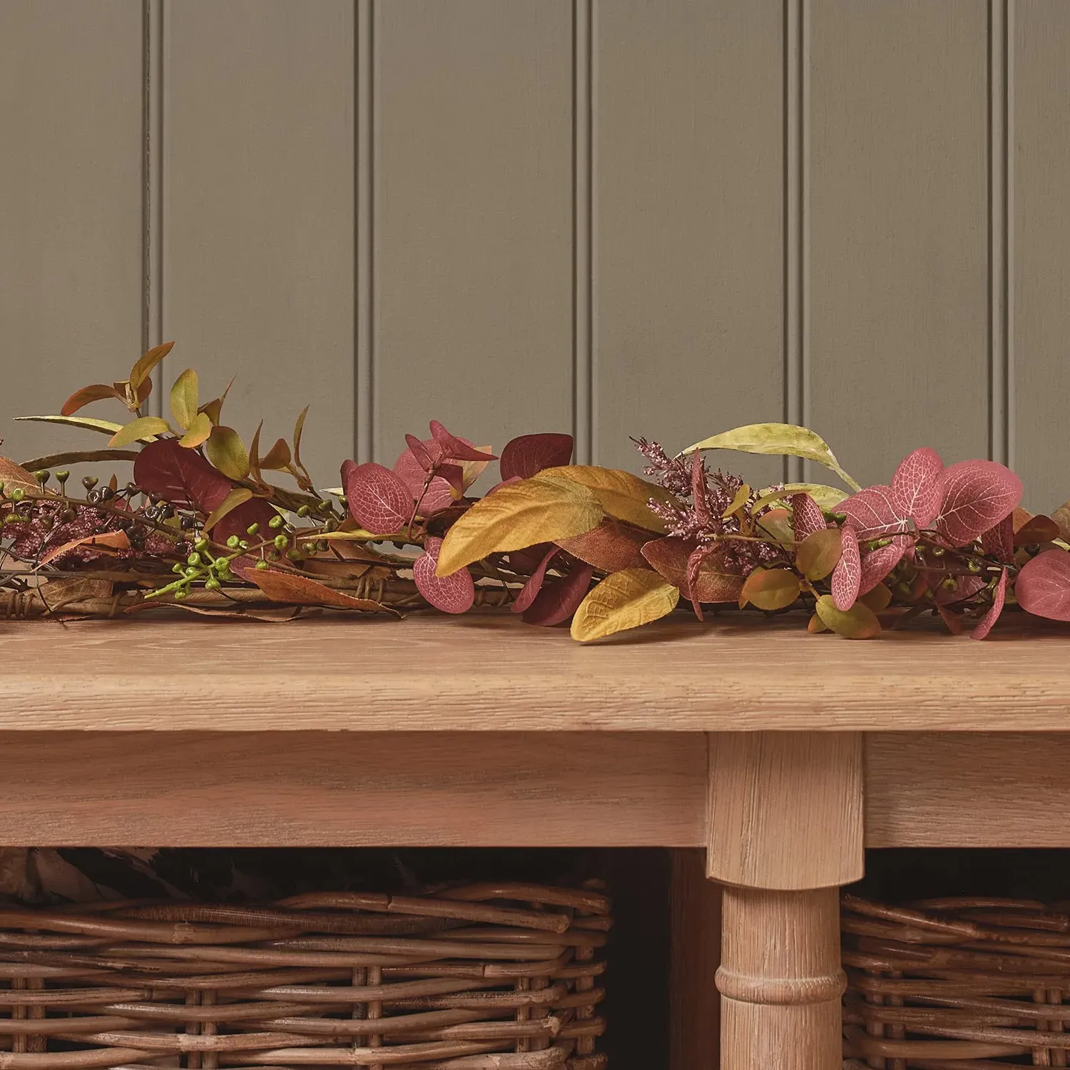 1.5m Pre-Lit Garland with LEDs - Autumn, Faux