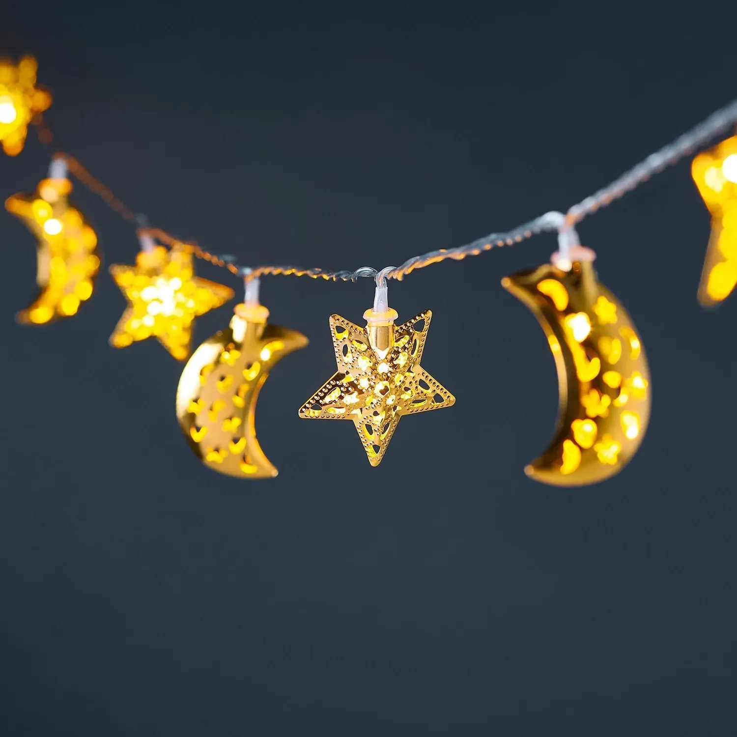 16-Light Moon Star String Lights - Warm White image