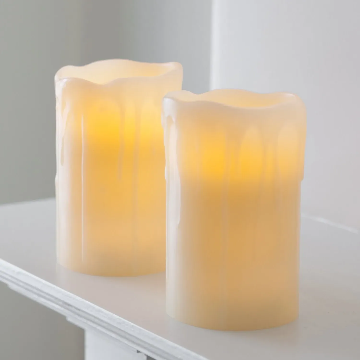 2-Pack LED Pillar Candles with Timer - Warm White