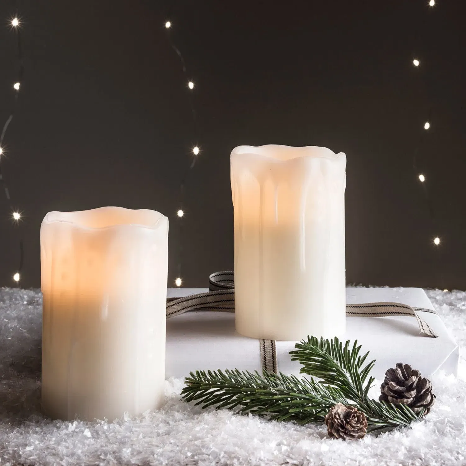2-Pack LED Pillar Candles with Timer - Warm White