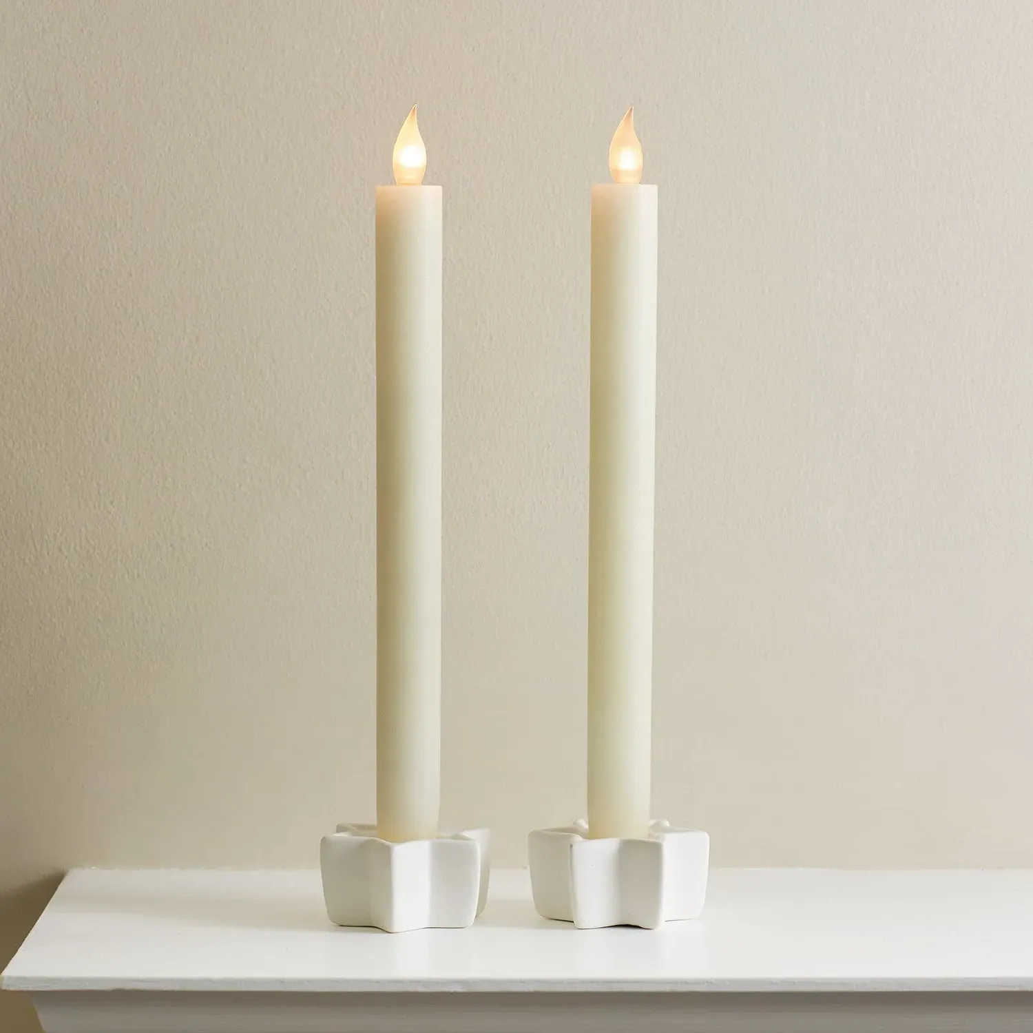 2-Pack LED Taper Candles - Ivory, Wax image