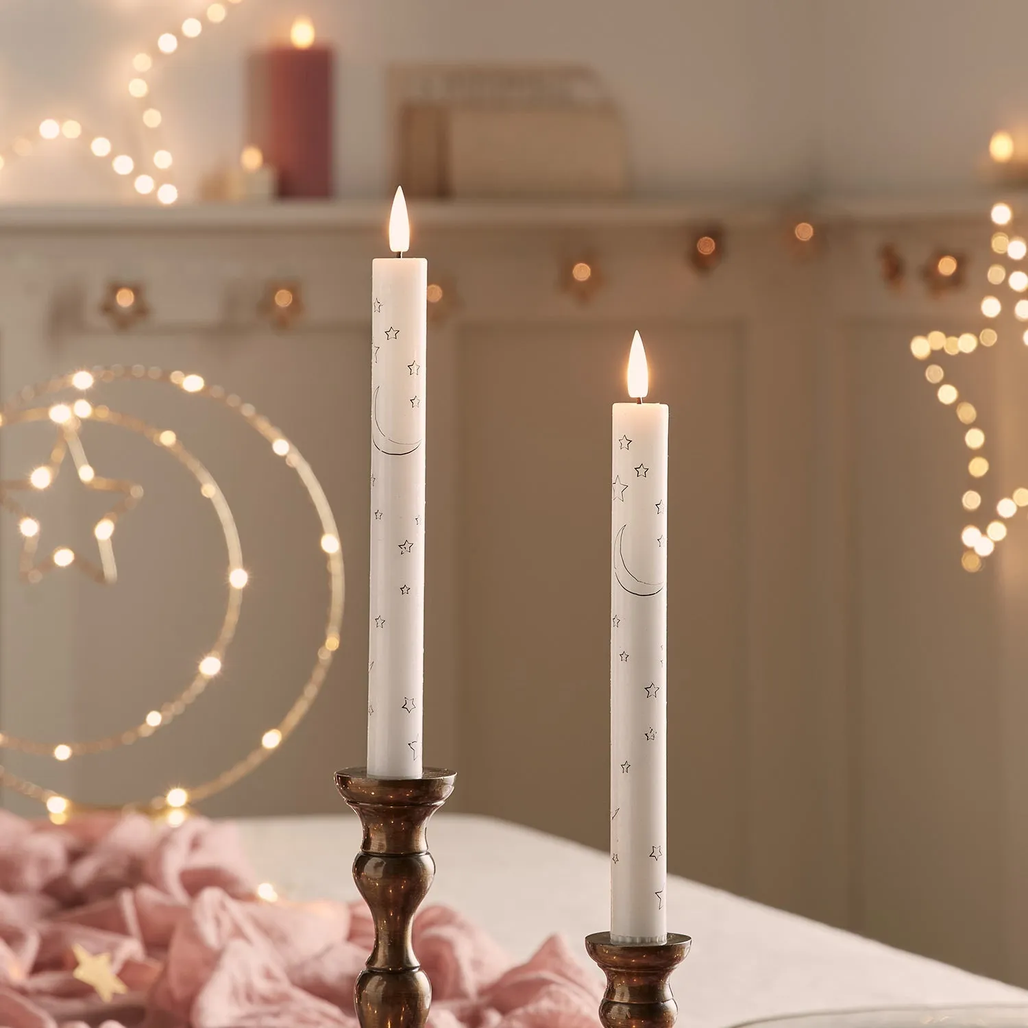 2-Pack LED Taper Candles - Moon Star Design image