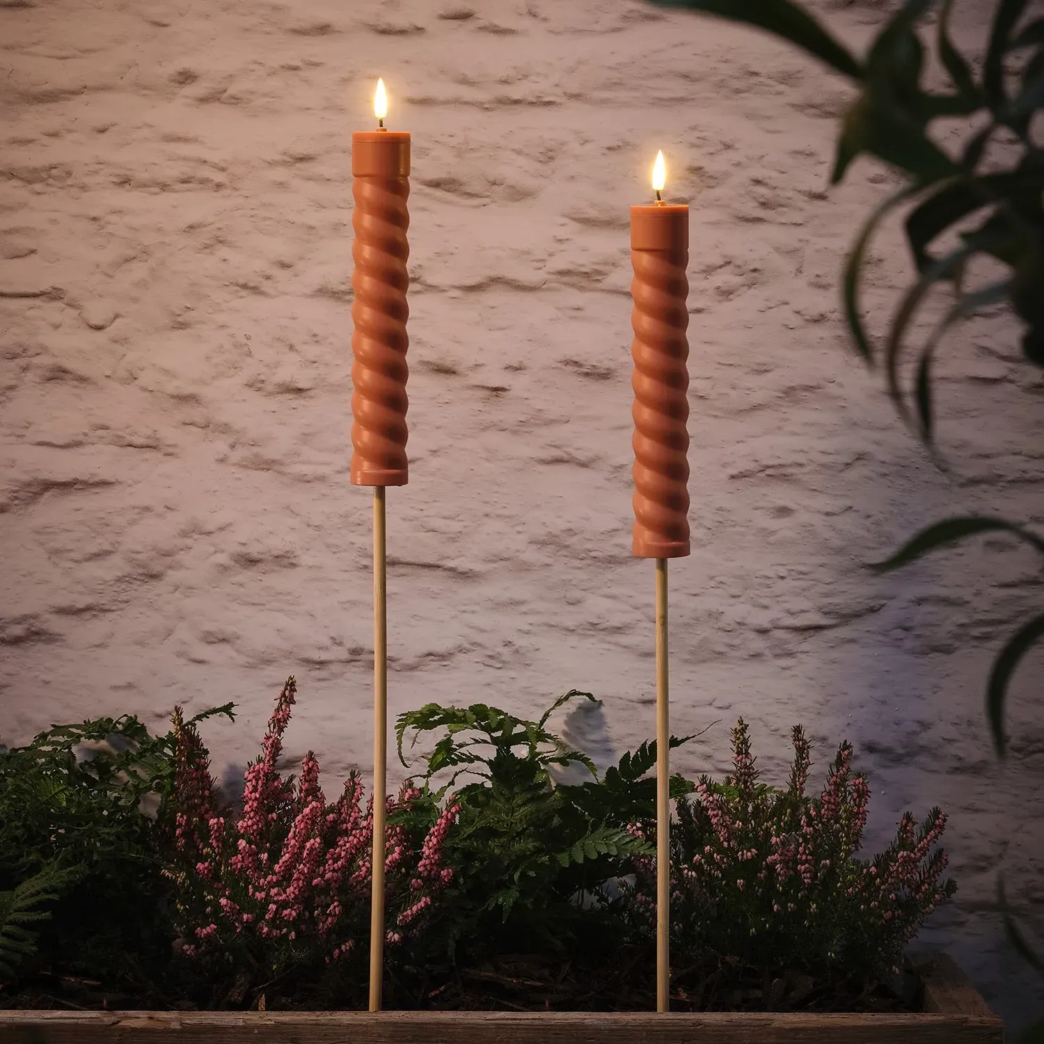 2-Pack Solar Tiki Torches - Terracotta, Wood image