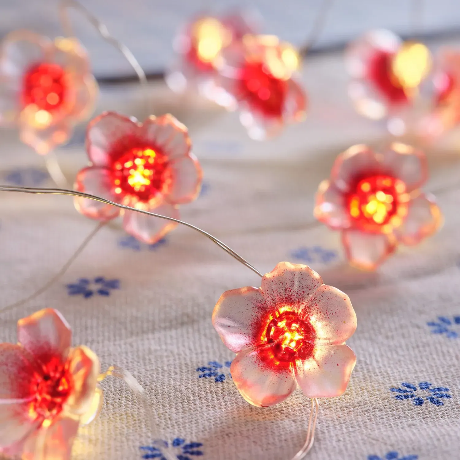 20 Blossom Flower LED Micro Lights - Pink image