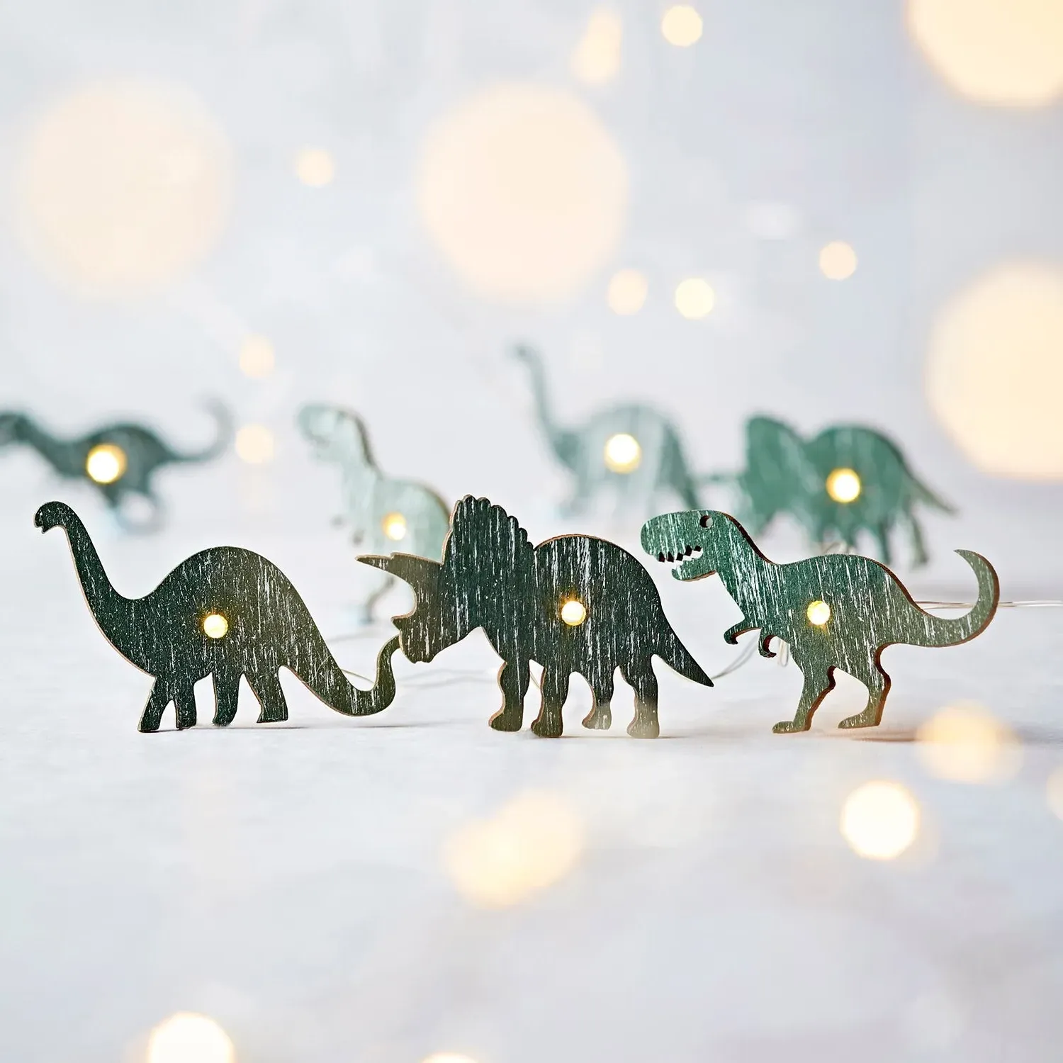 20-LED Fairy Lights with Dinosaurs - Green image