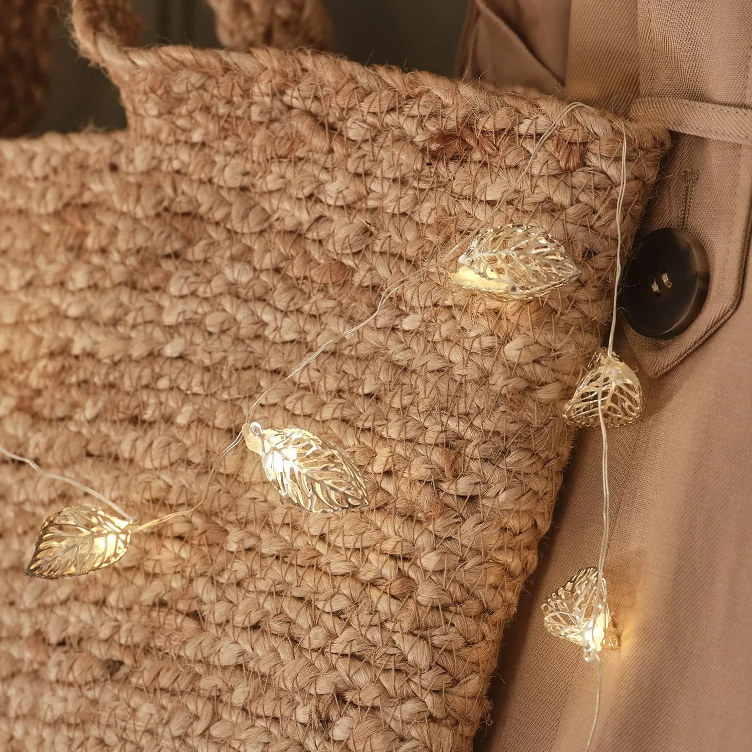 20-LED Fairy Lights with Leaves - Silver