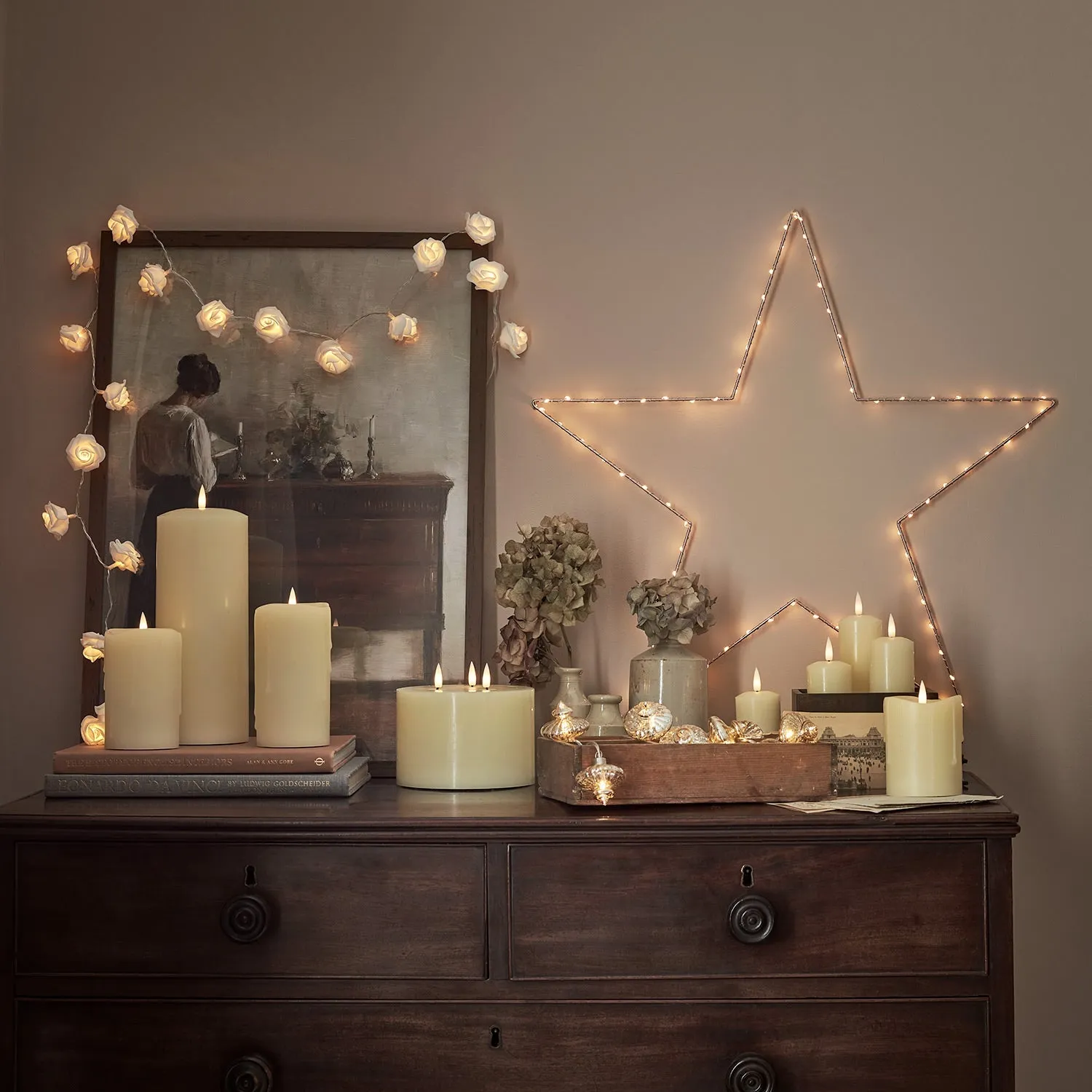 20-LED Rose Fairy Lights - Warm White, Battery