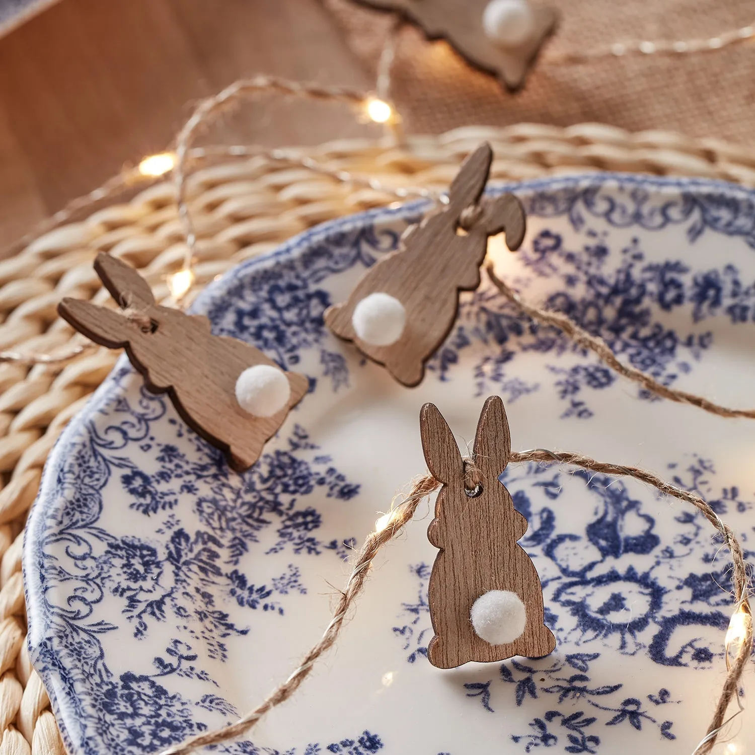 20-Light Bunny String Lights - Warm White, Wood image
