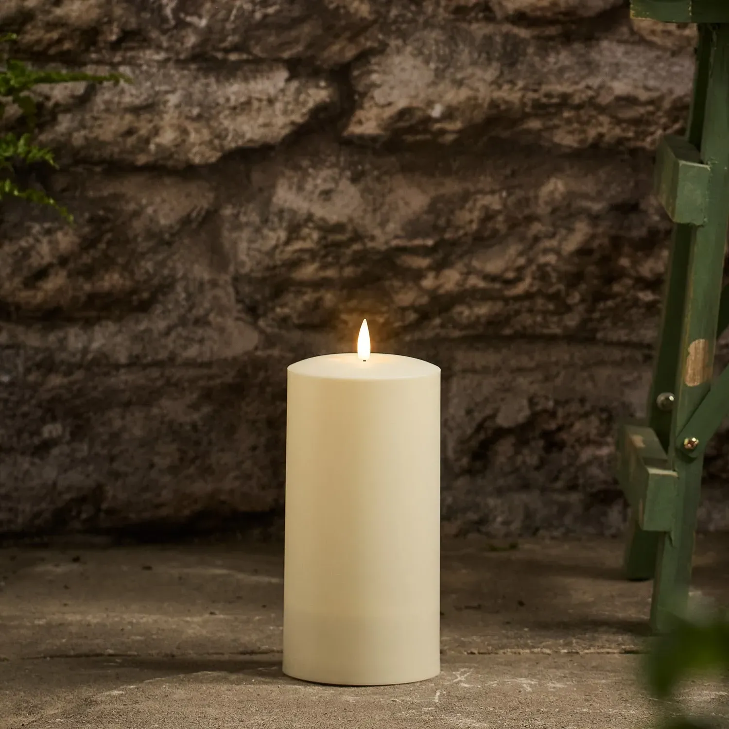 20cm Solar LED Candle - Ivory, Plastic