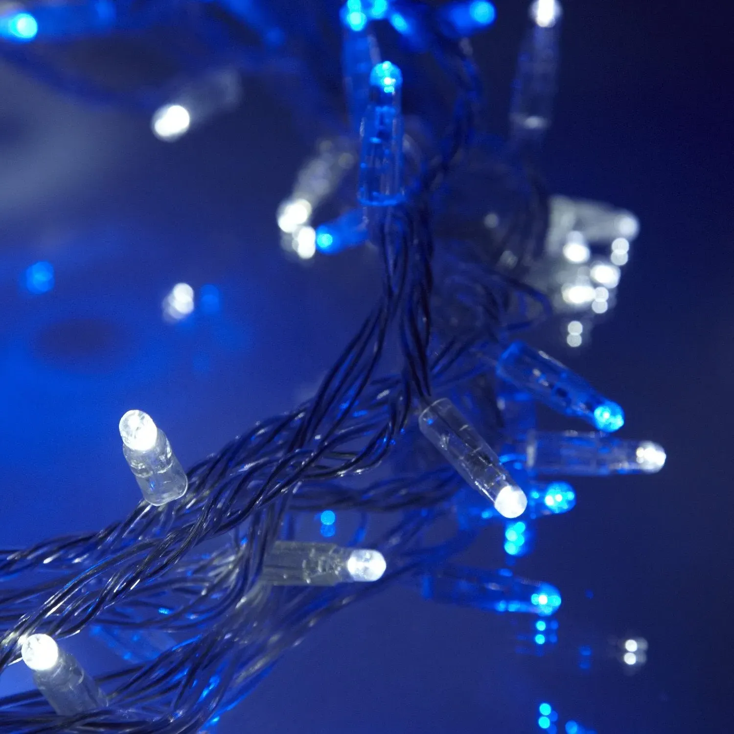 20m Connectable Fairy Lights - Blue, Clear Cable