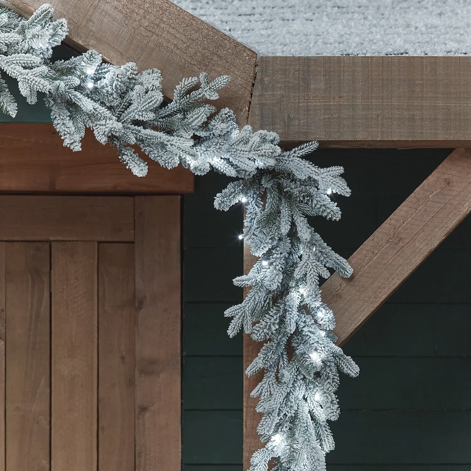2.5m Pre-Lit Christmas Garland - Snowy, Pine image