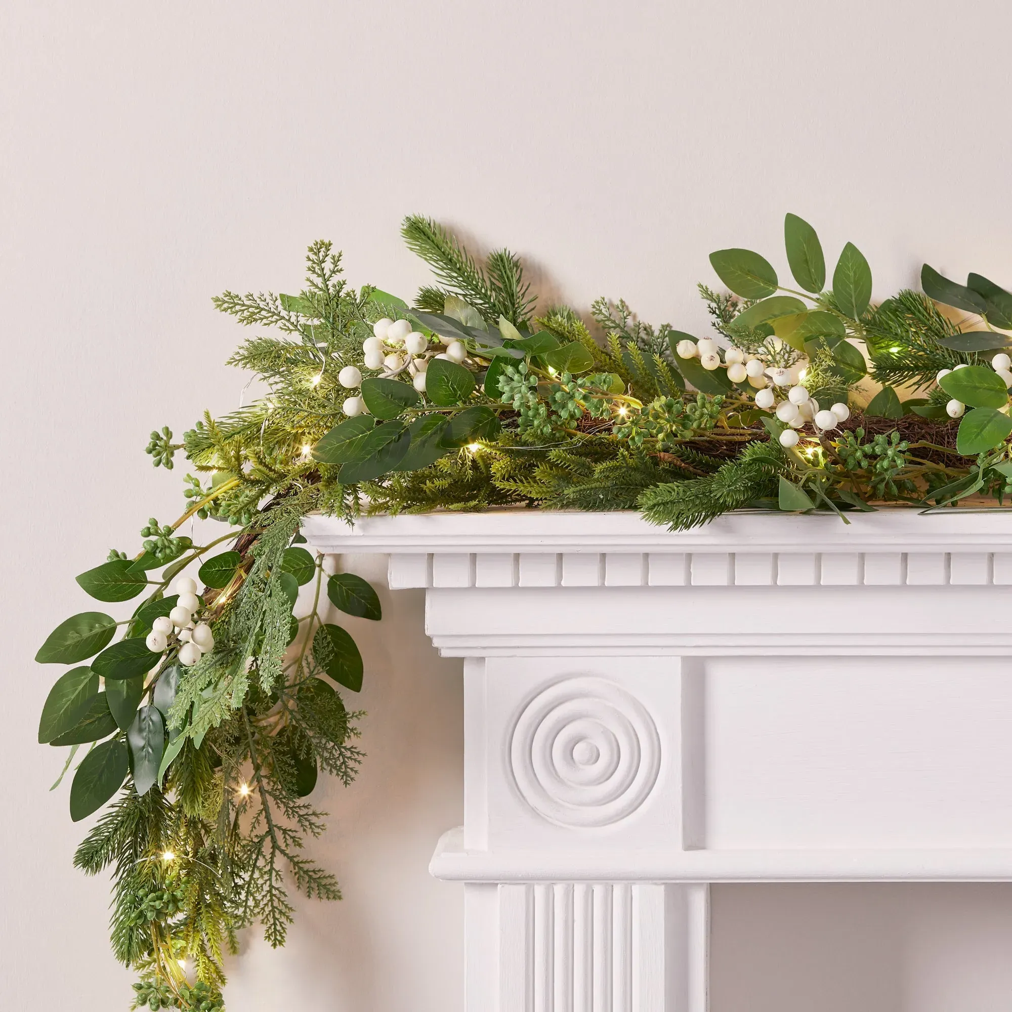 2m Christmas Garland with LED Lights - White image