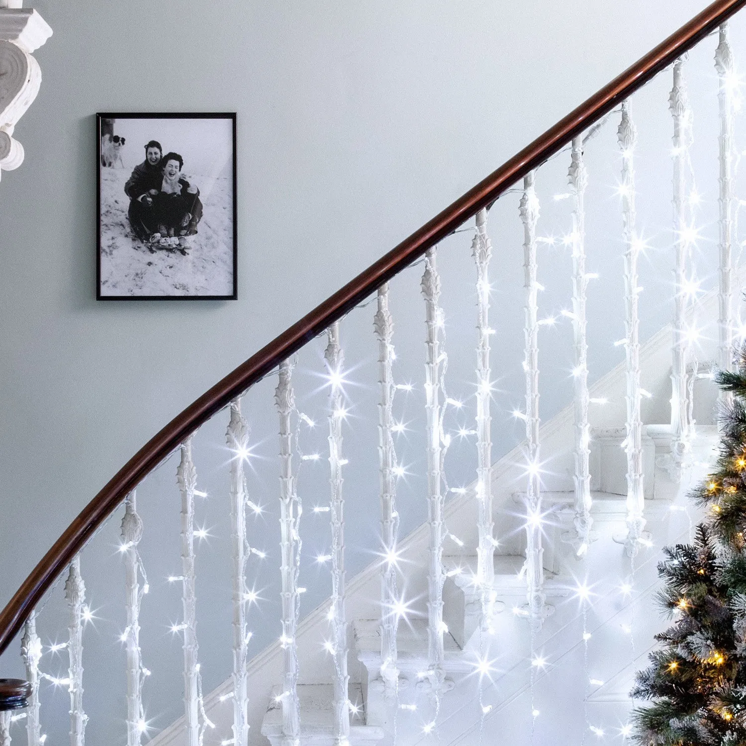 2m Curtain Lights Connectable - White