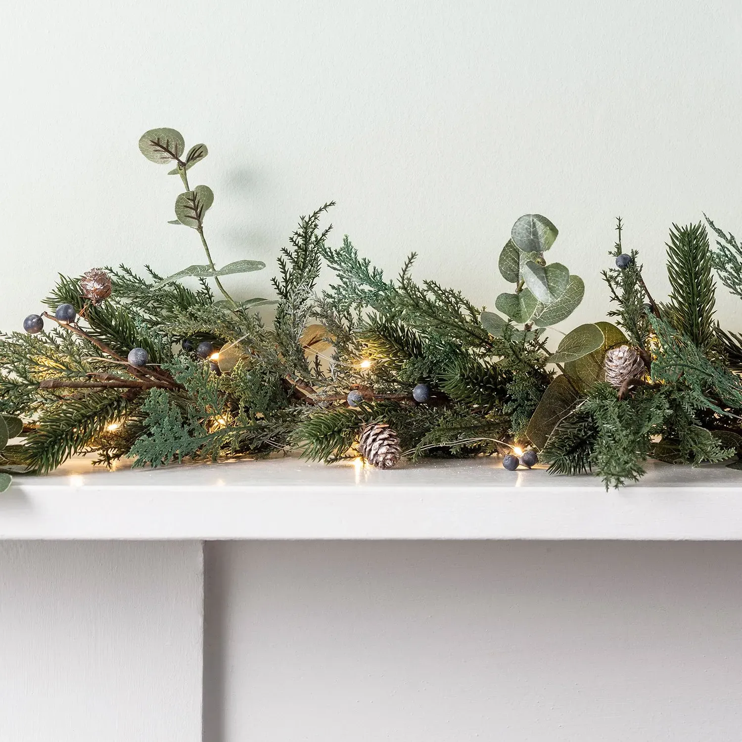 2m Pre-Lit Pine Garland - Warm White