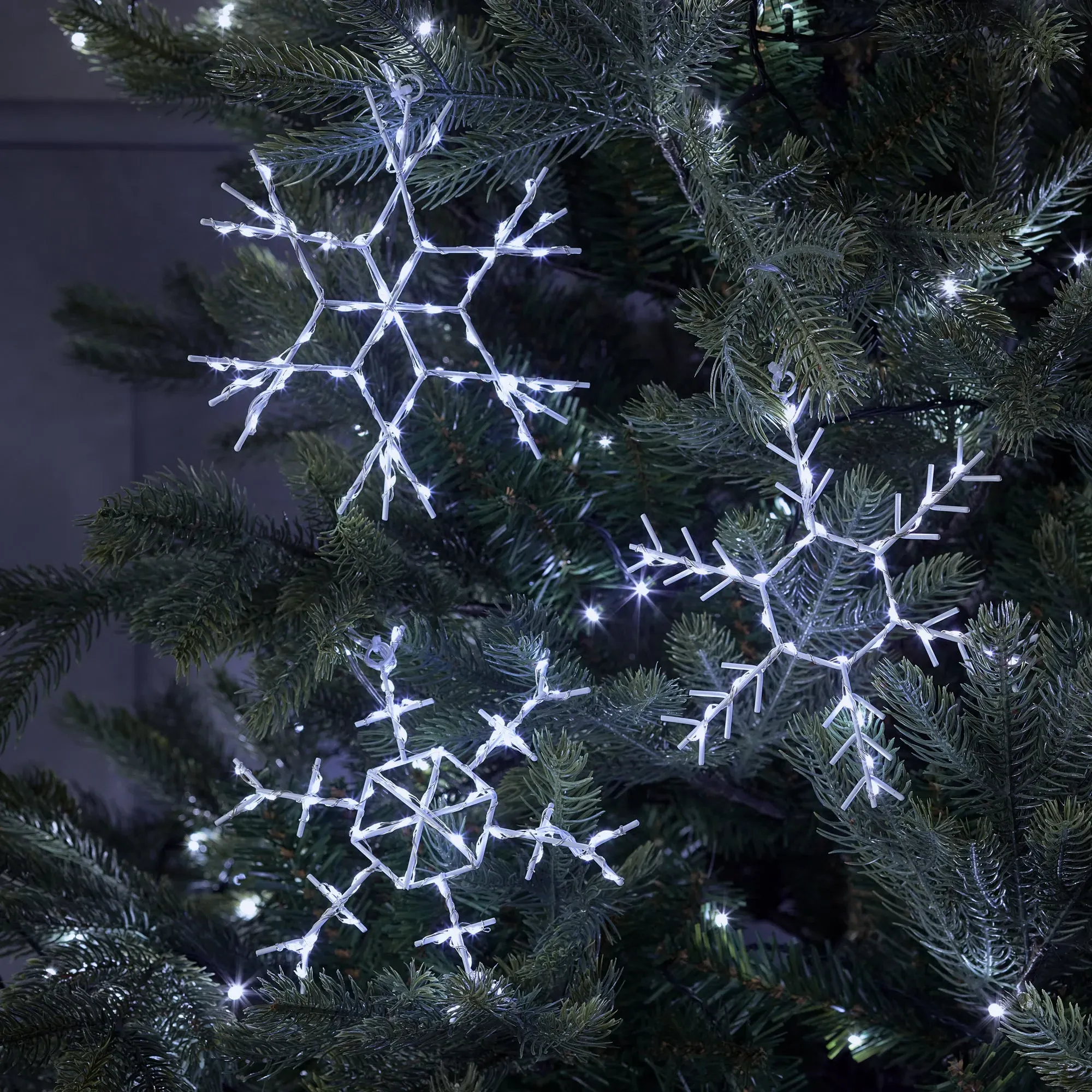 3-Pack Snowflake Christmas Lights - White, LED