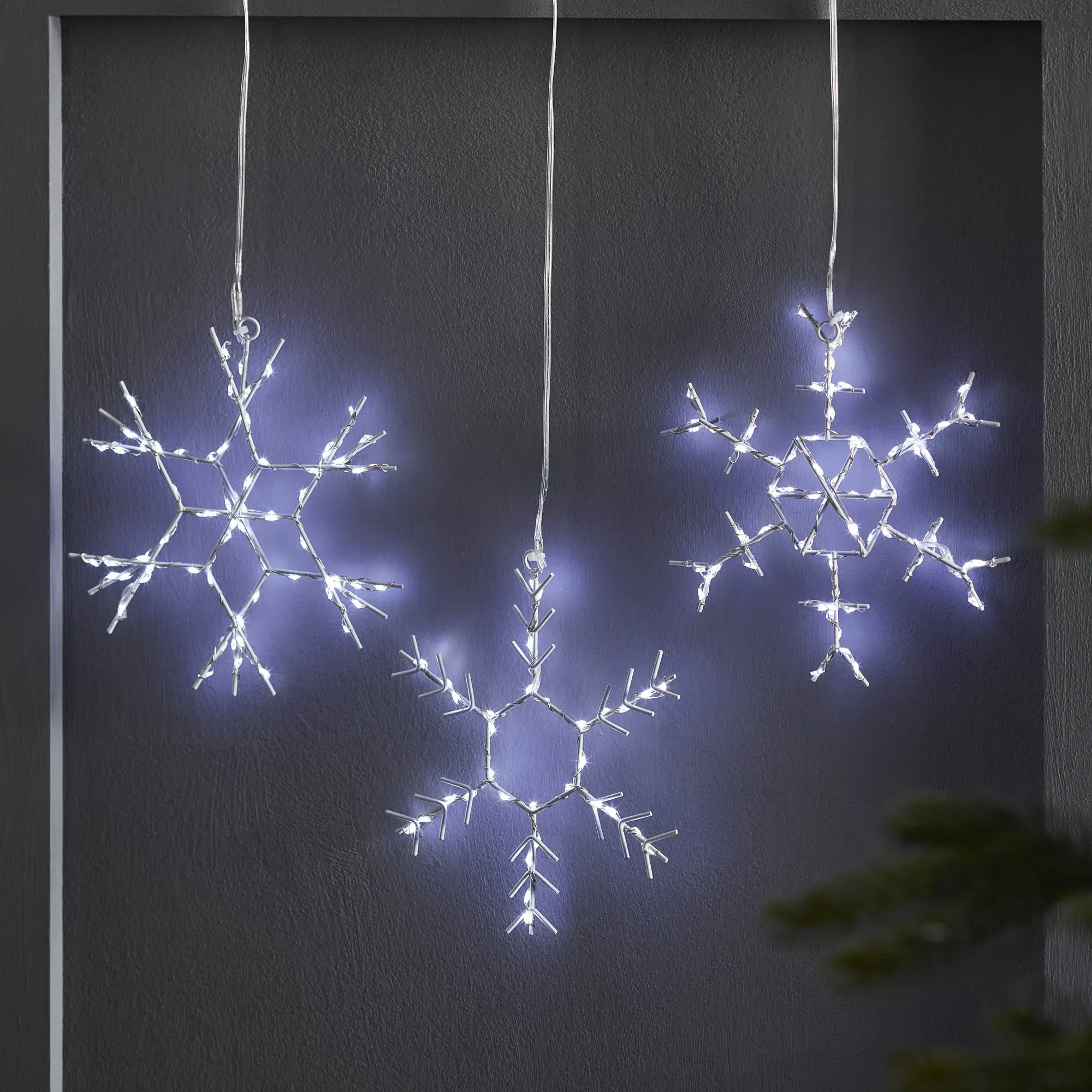 3-Pack Snowflake Christmas Lights - White, LED image