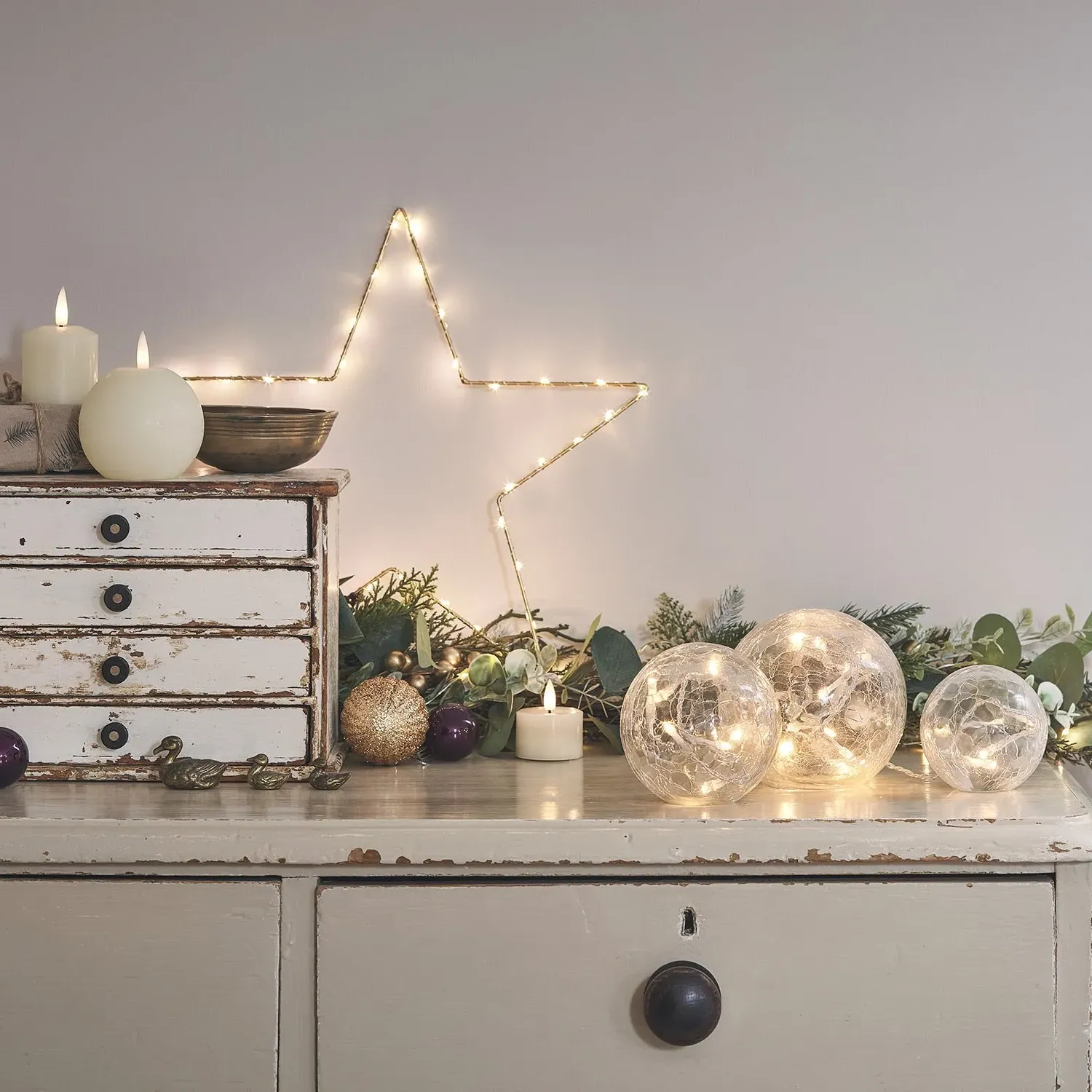 3-Piece Glass Orb Light Set - Clear Glass