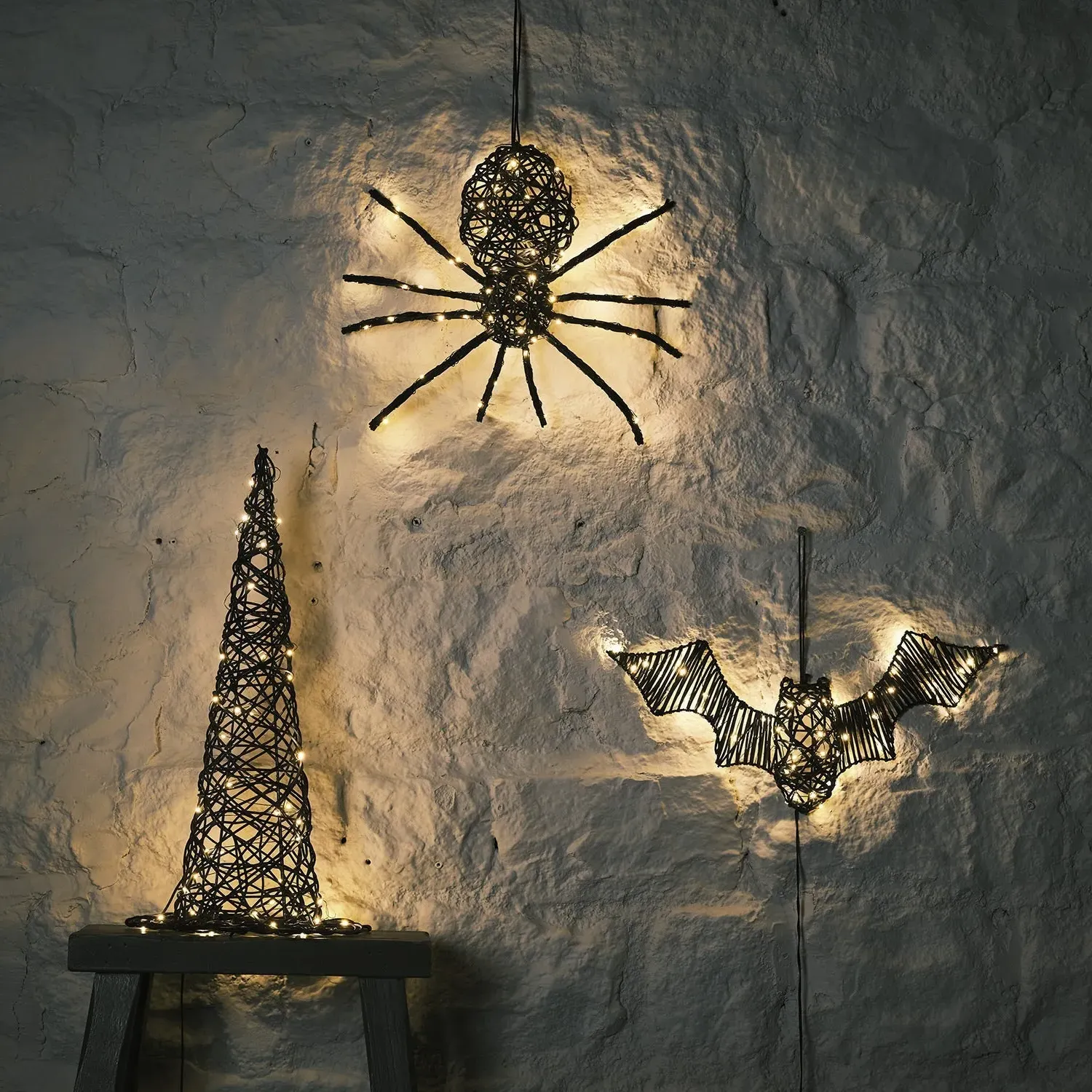 3-Piece Halloween LED Figures - Black, Rattan image