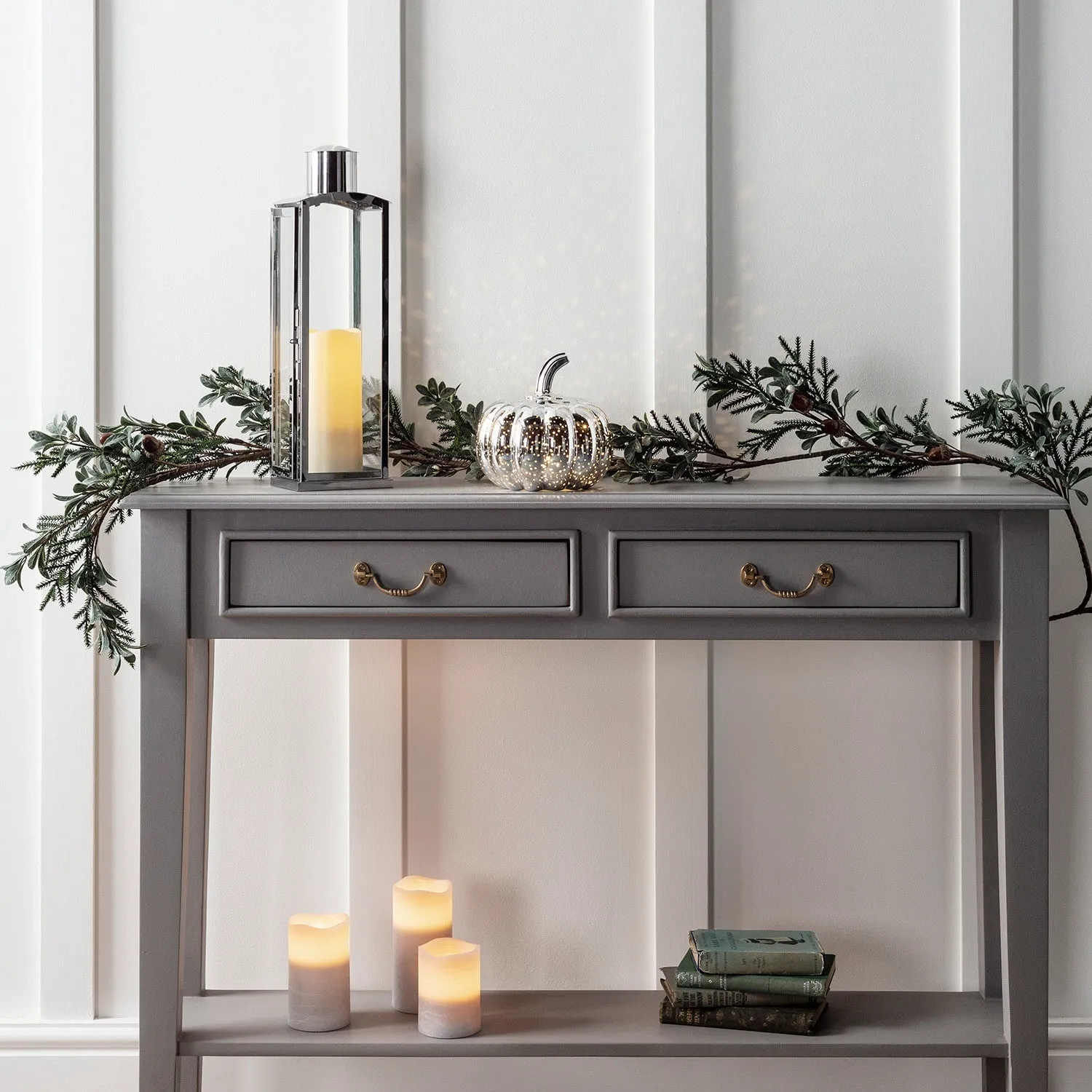 3-Piece LED Pillar Candle Set - Grey, Wax