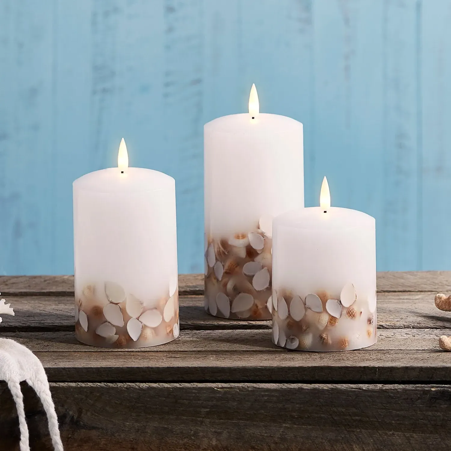 3-Piece LED Pillar Candle Set - Warm White, Wax