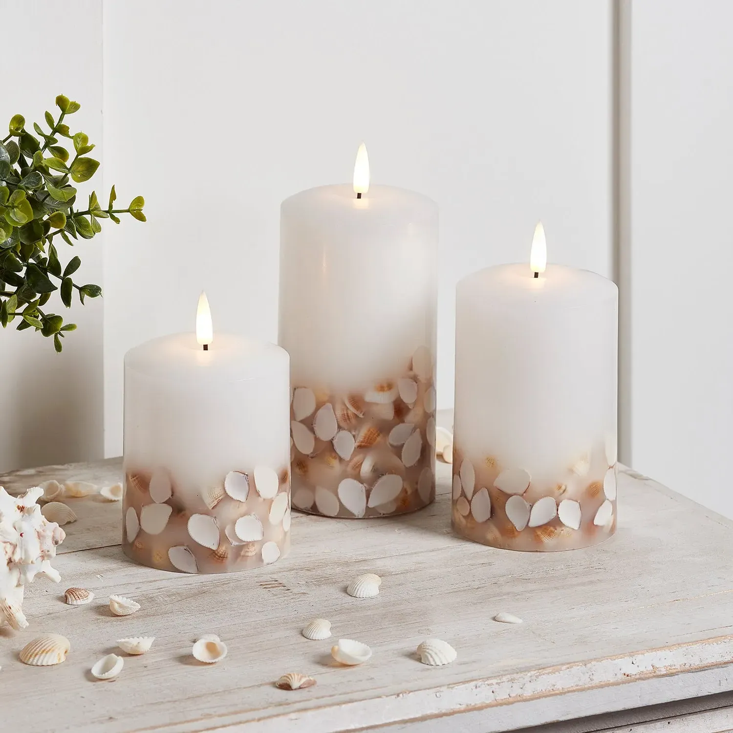 3-Piece LED Pillar Candle Set - Warm White, Wax image