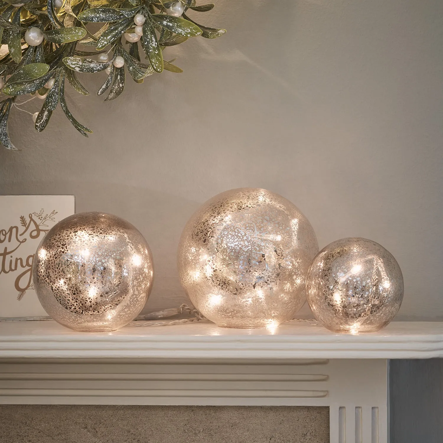 3-Piece Light Orb Set with Remote - Silver Glass image