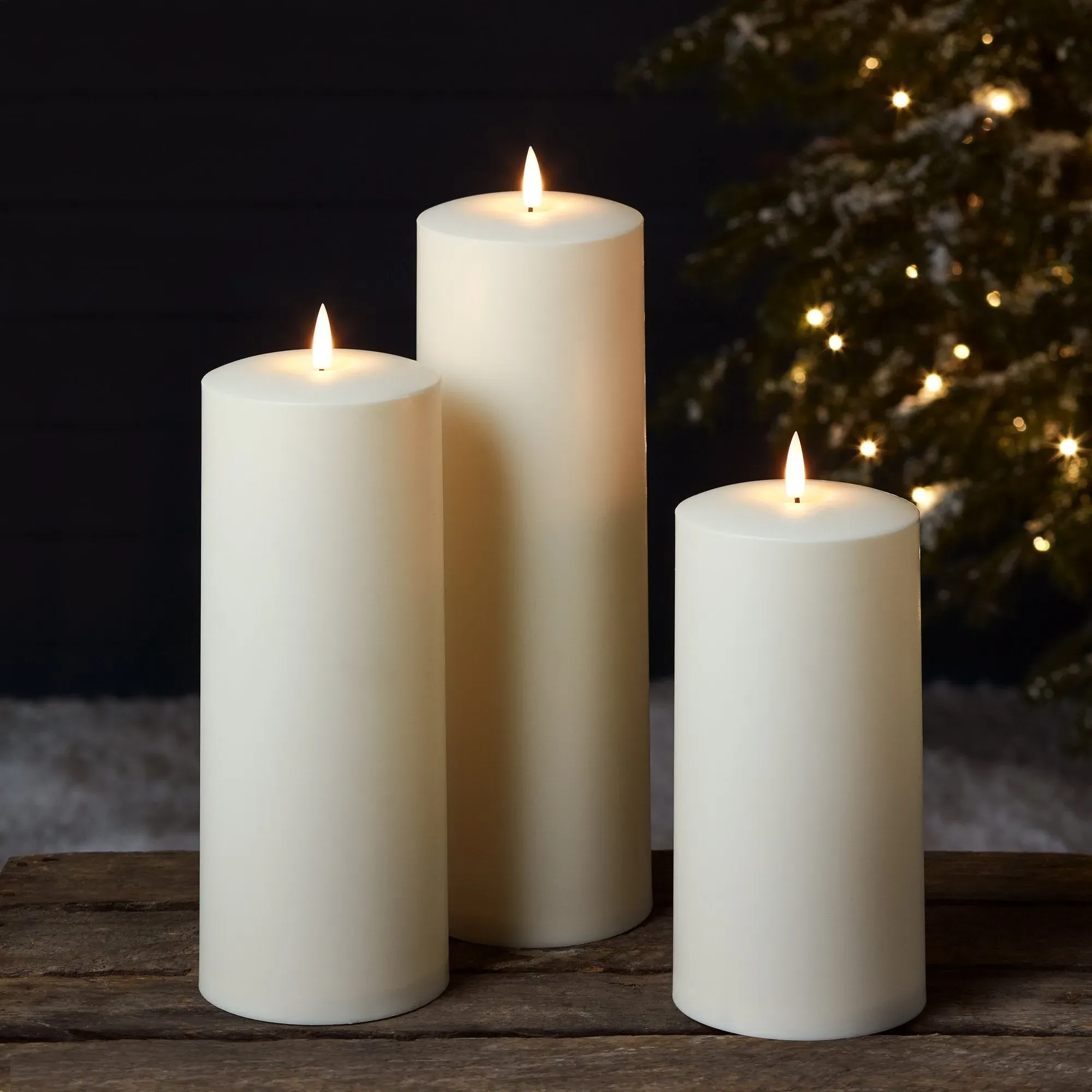 3-Piece Outdoor Candle Set with Timer - Warm White image