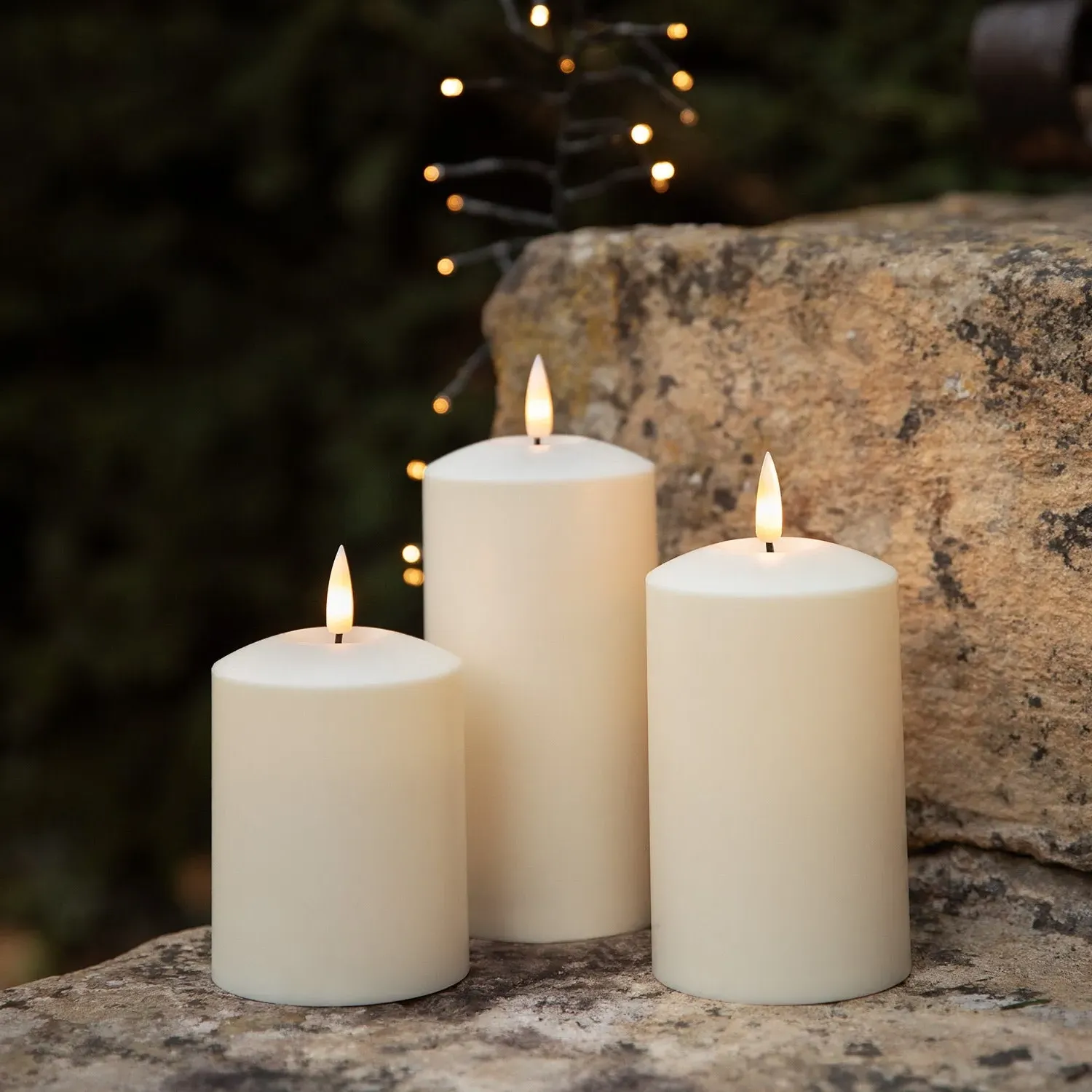 3-Piece Solar LED Candle Set - Warm White
