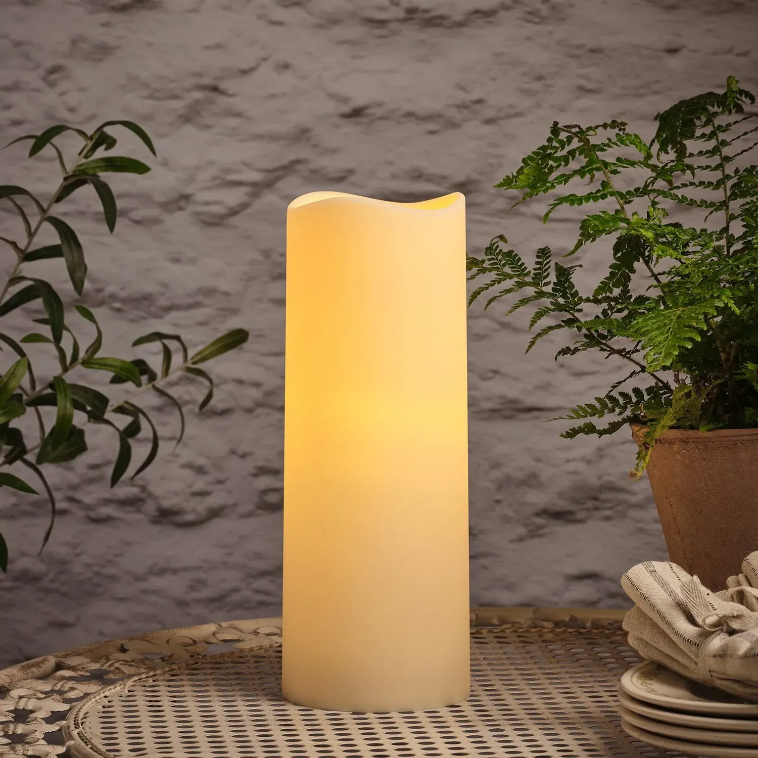 30cm LED Candle with Timer - Warm White, Plastic