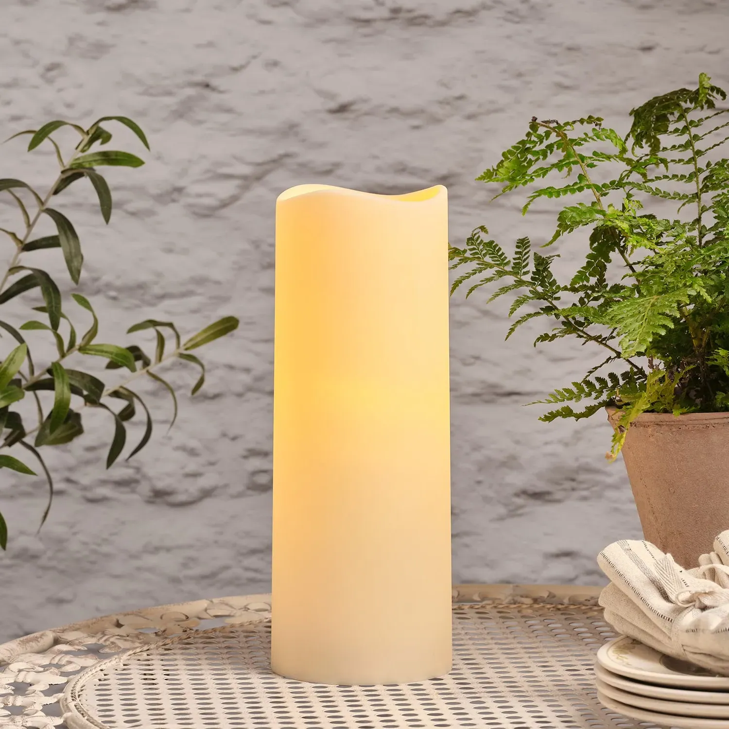 30cm LED Candle with Timer - Warm White, Plastic image