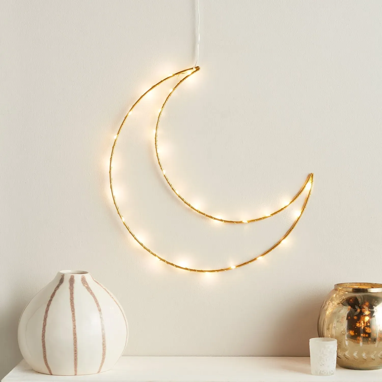 30cm Moon Battery Light - Gold, Metal Frame image
