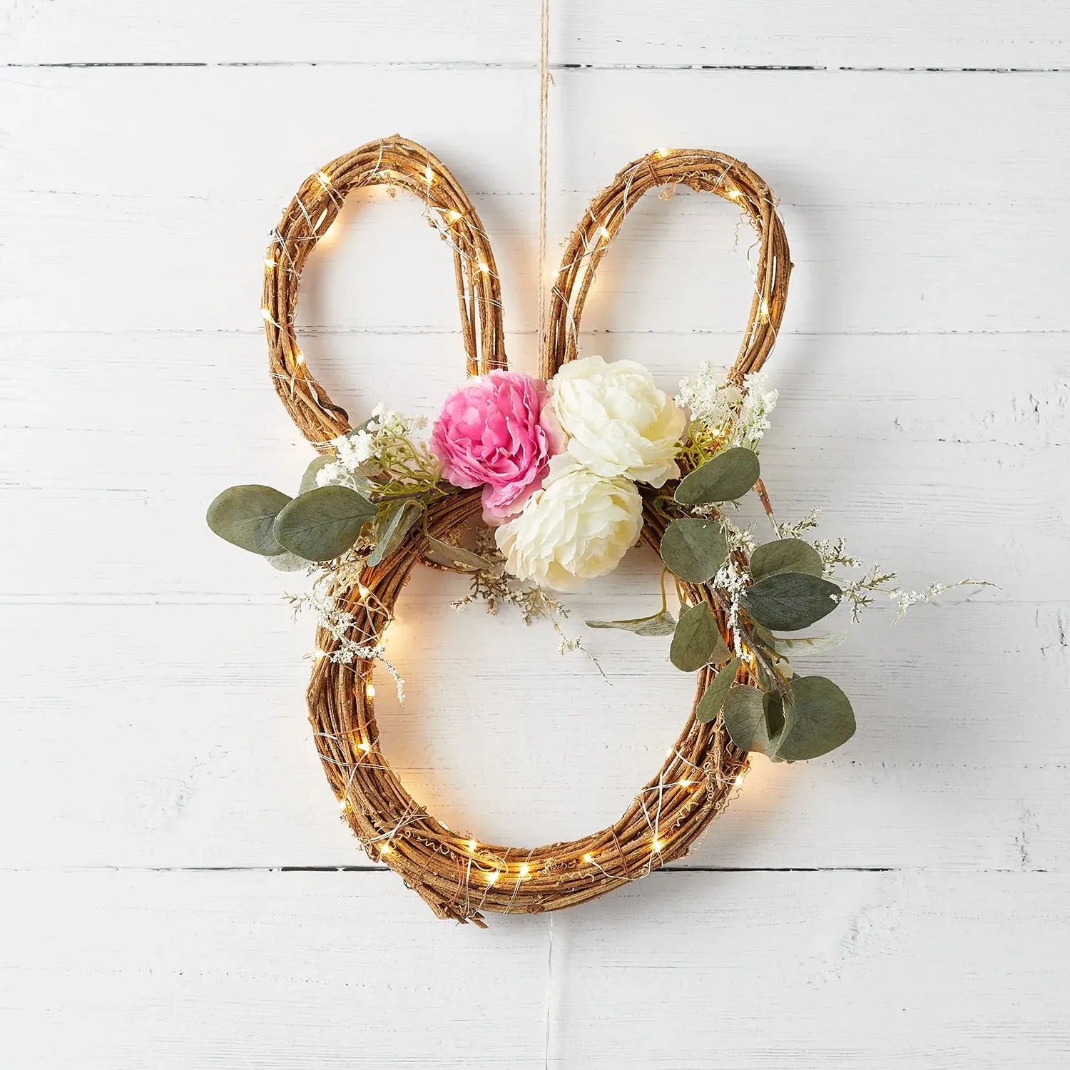 38cm Bunny Wreath Light Bundle - Warm White image