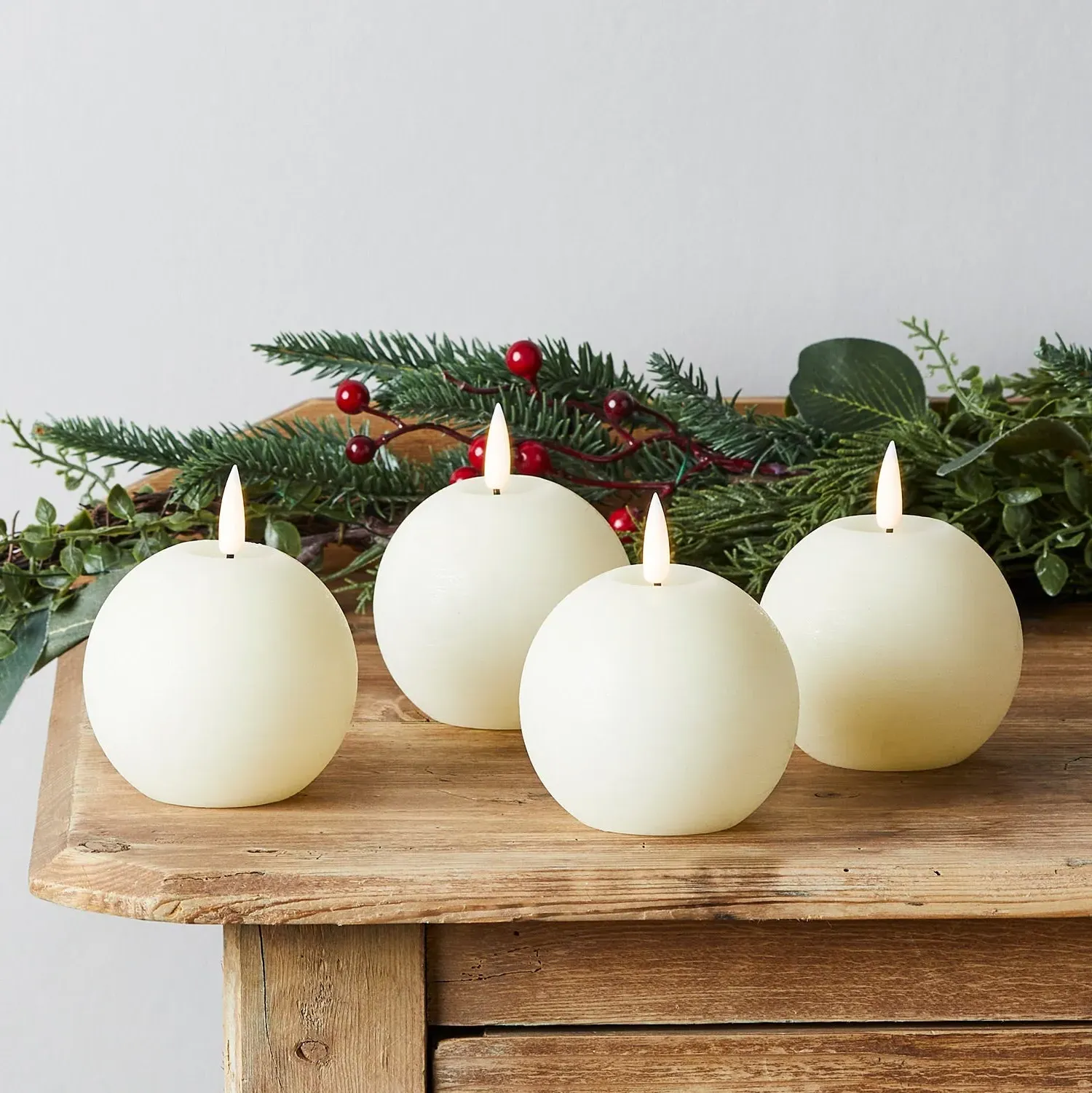 4-Pack Ball LED Candles - Warm White, Wax