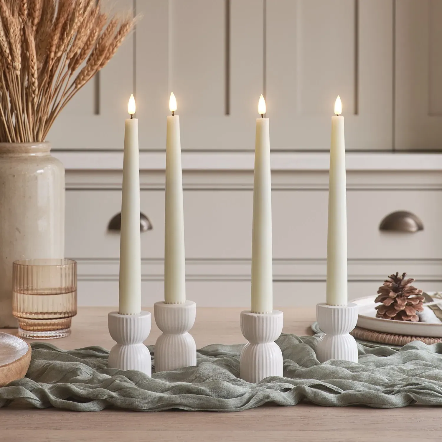 4-Pack LED Taper Candles Remote - Ivory, Wax
