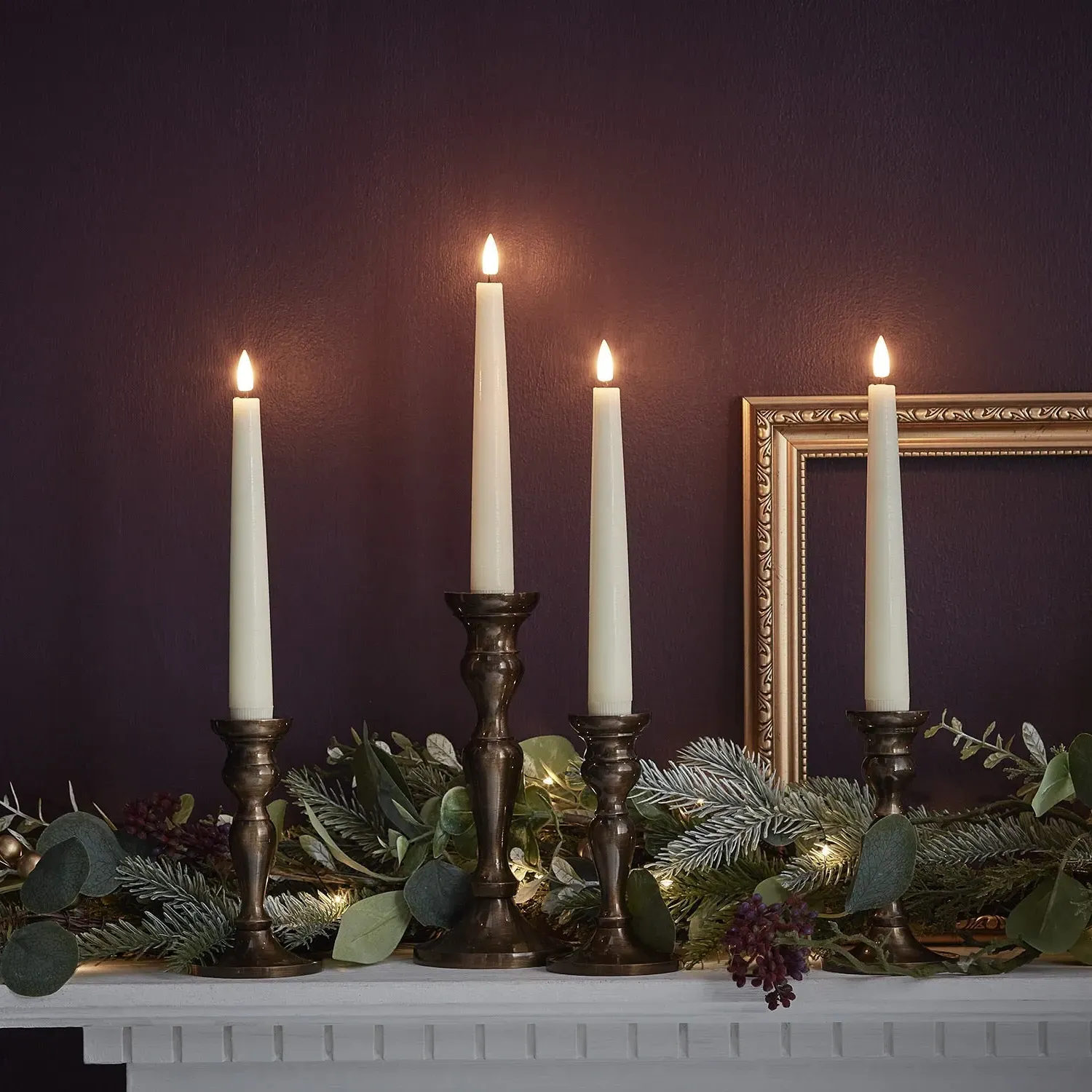 4-Pack LED Taper Candles Remote - Ivory, Wax image