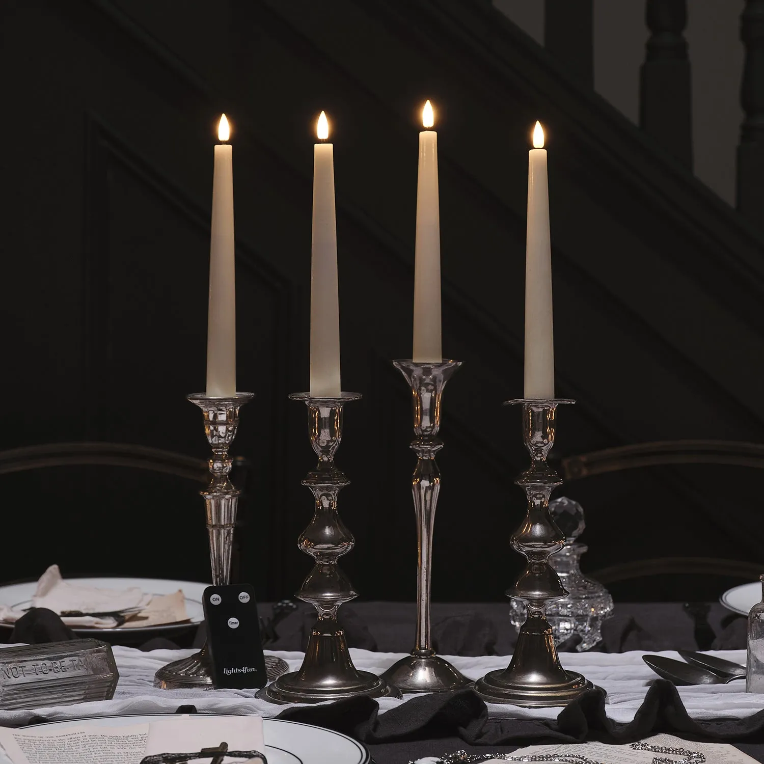 4-Pack LED Taper Candles Remote - Ivory, Wax