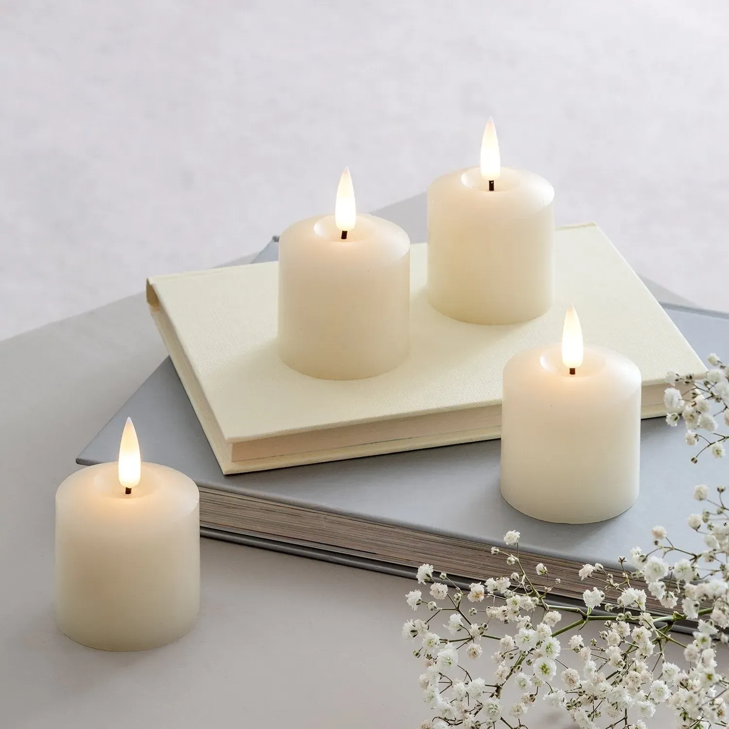 4-Pack LED Votive Candles - Ivory, Wax