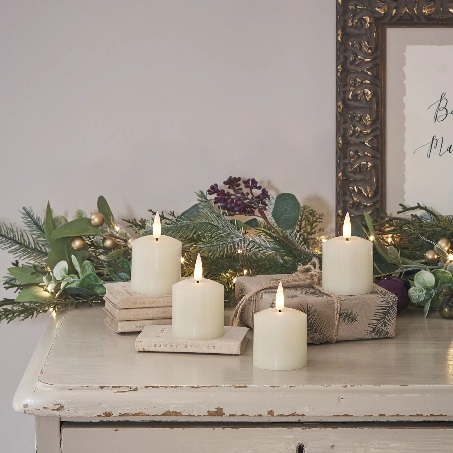 4-Pack LED Votive Candles - Ivory, Wax image